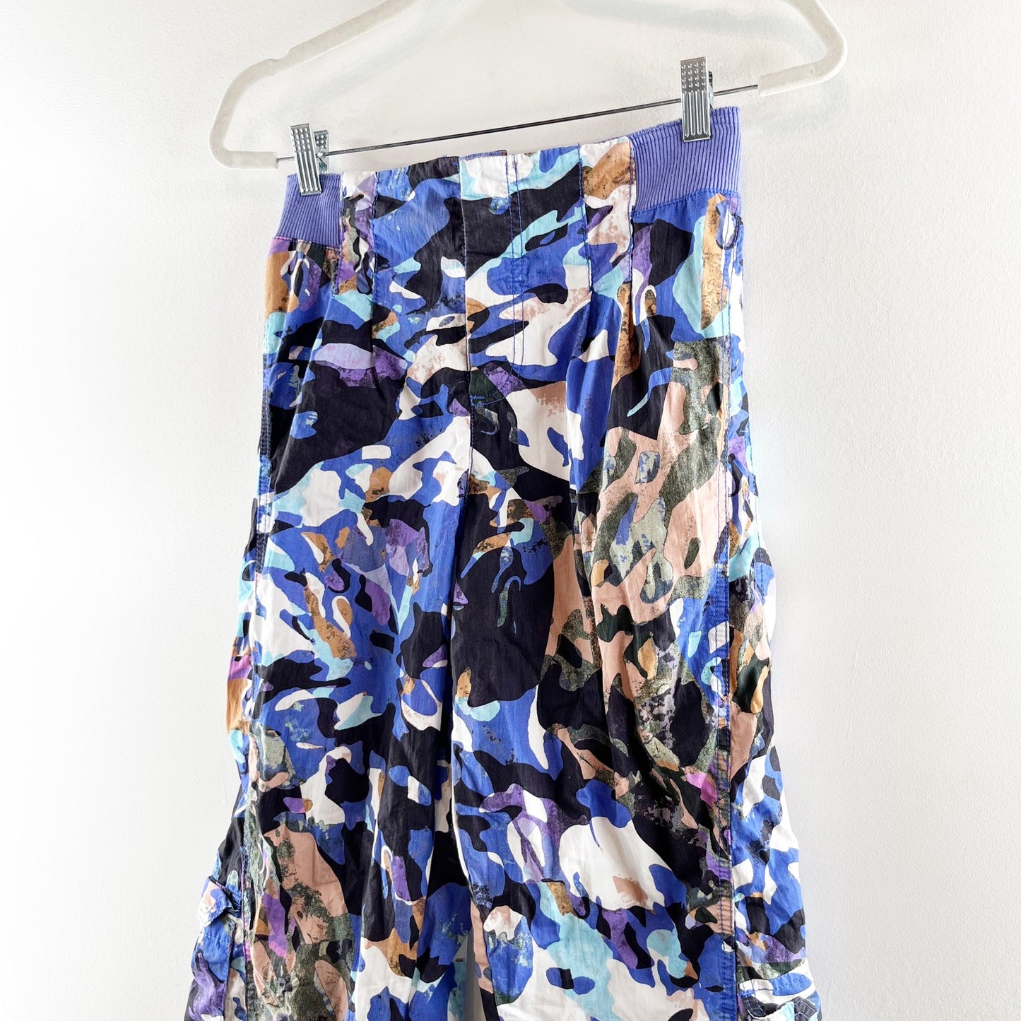 Free People Movement Mesmerize Me Camo Cargo Wide Leg Pants Purple Small