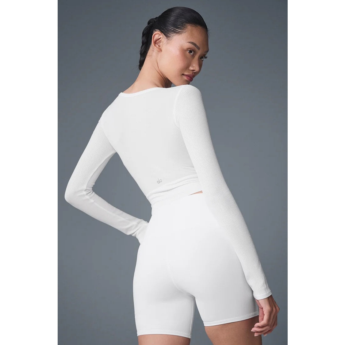 Alo Yoga Cover Long Sleeve Twist Front Top White Small