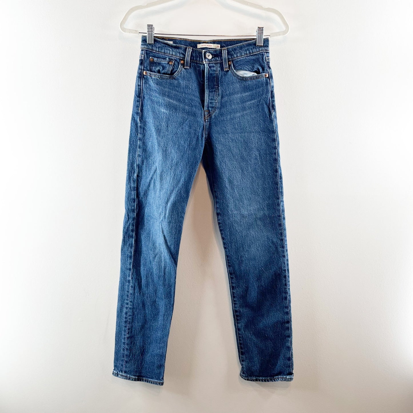 Levi's Wedgie Fit High Rise Straight Jeans Dark Wash Blue 26