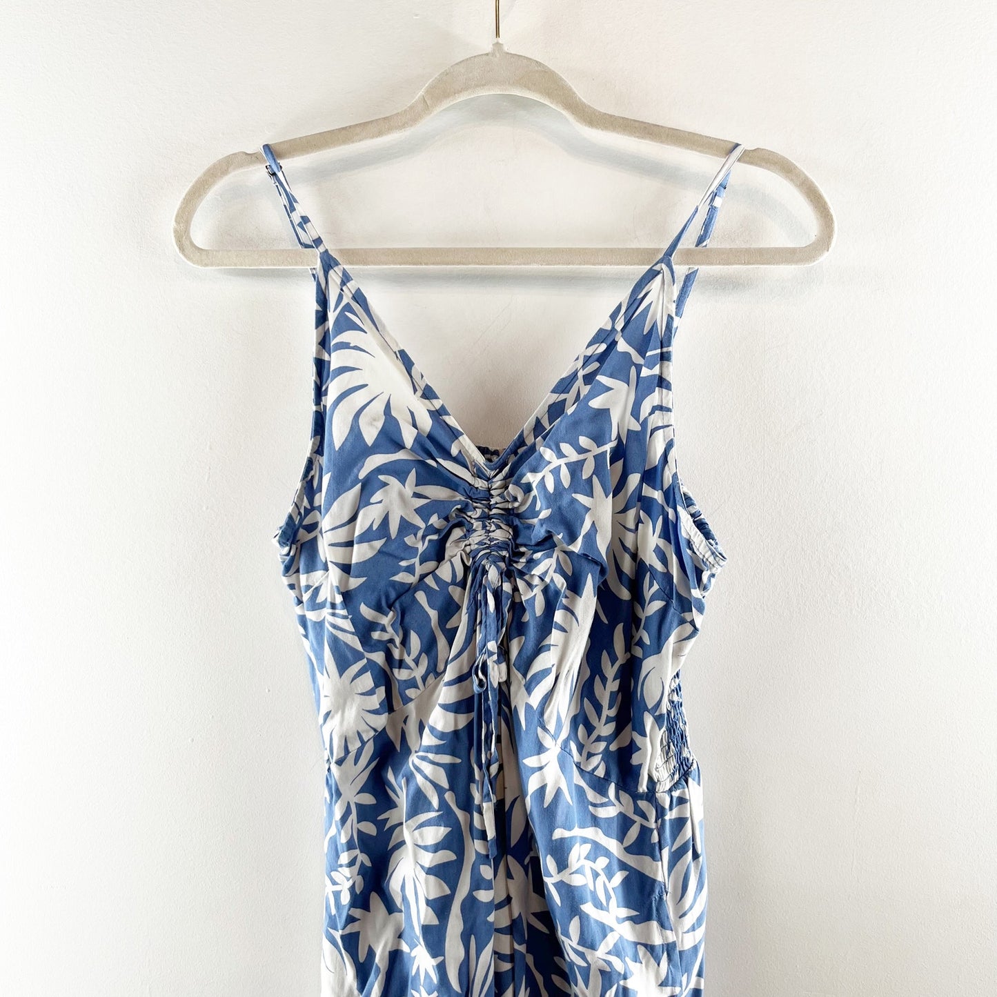 Japna Wide Leg Floral One Piece Jumpsuit Blue White XL