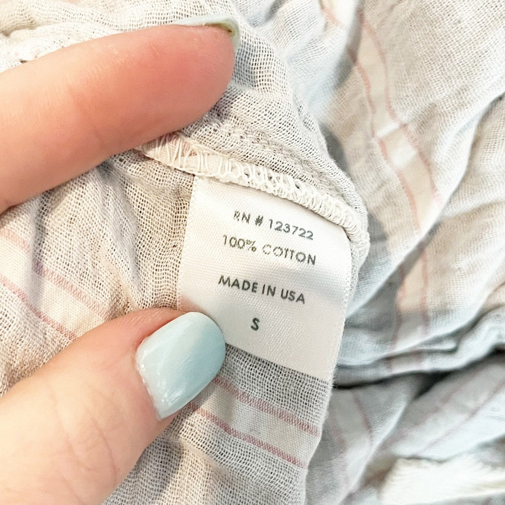 Xirena 100% Cotton Striped Drawstring Straight Leg Lounge Pants Gray Small