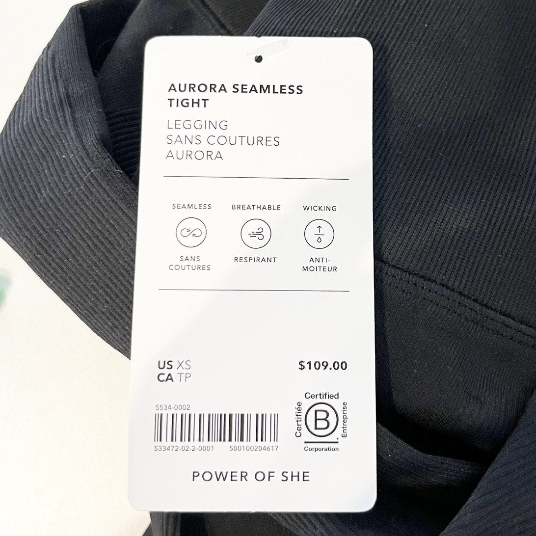 Athleta High Rise Aurora Seamless Tight Leggings Black XS