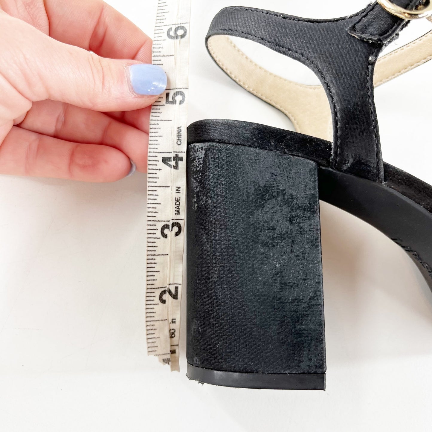 LifeStride August Square Toe Block Heel Platform Ankle Strap Sandals Black 6