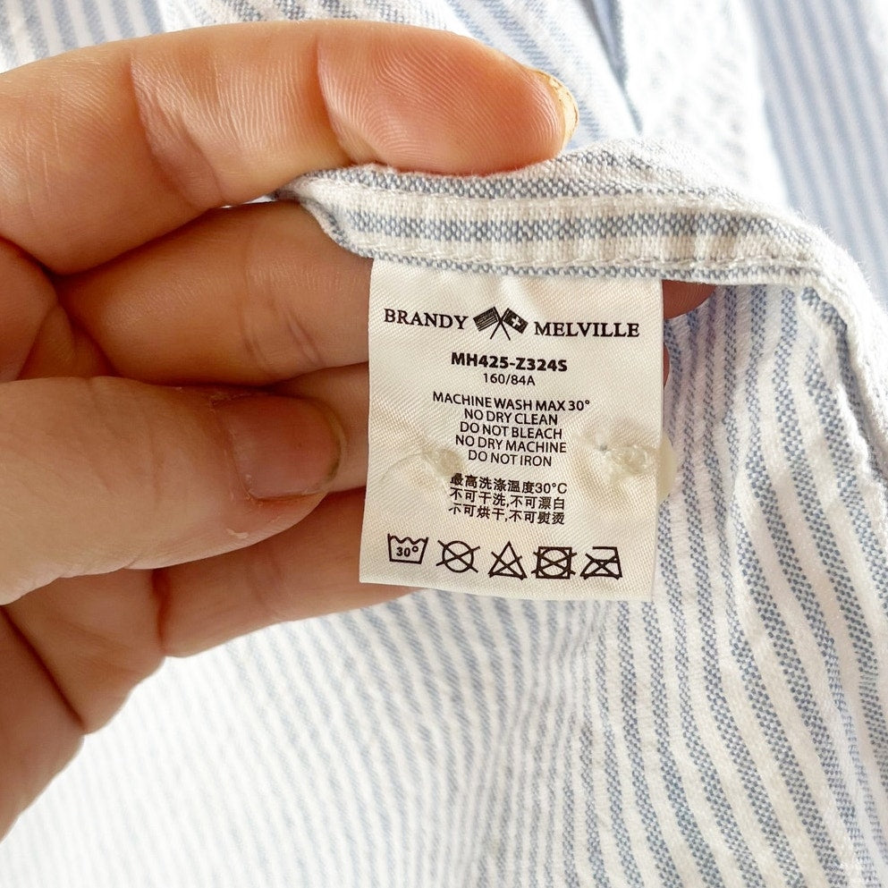 Brandy Melville Stephanie Long Sleeve Striped Button Down Shirt Blue M