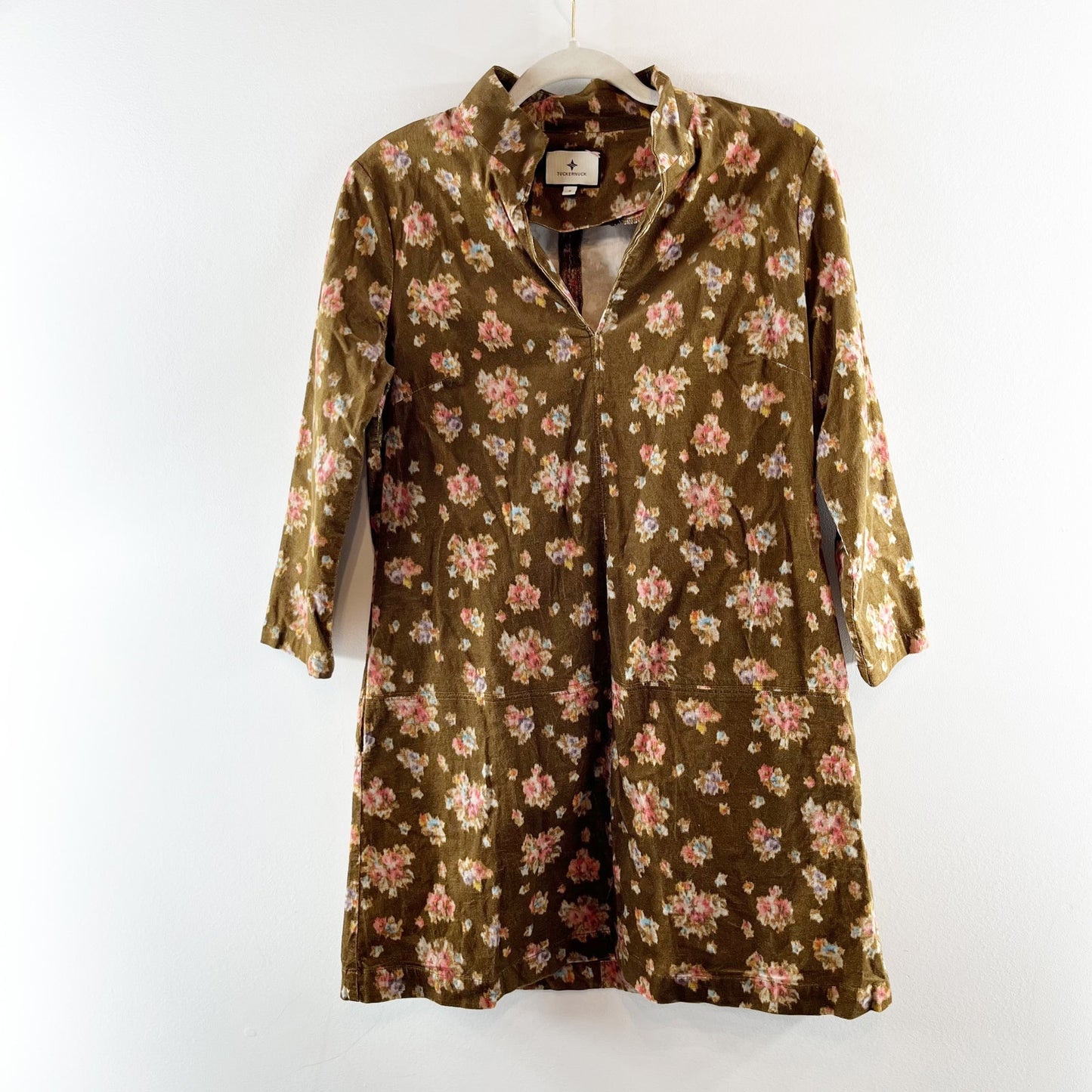Tuckernuck Hazel Bouquet Corduroy Clifton Mini Dress Brown Small