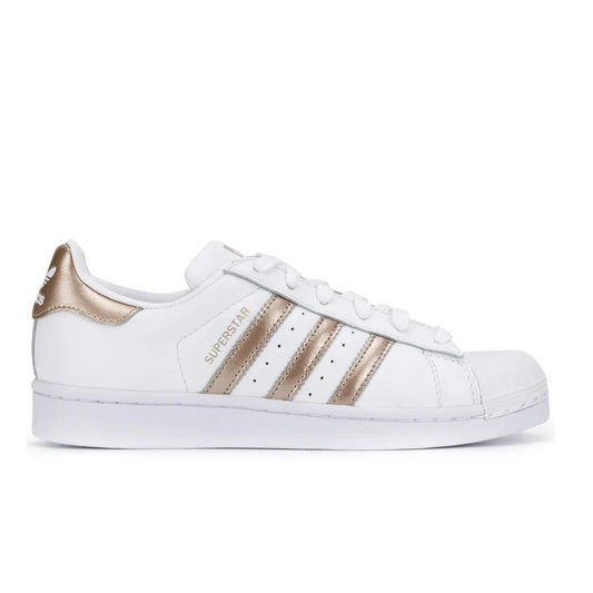 adidas Superstar Leather Low Top Comfort Sneakers White Gold US 6.5