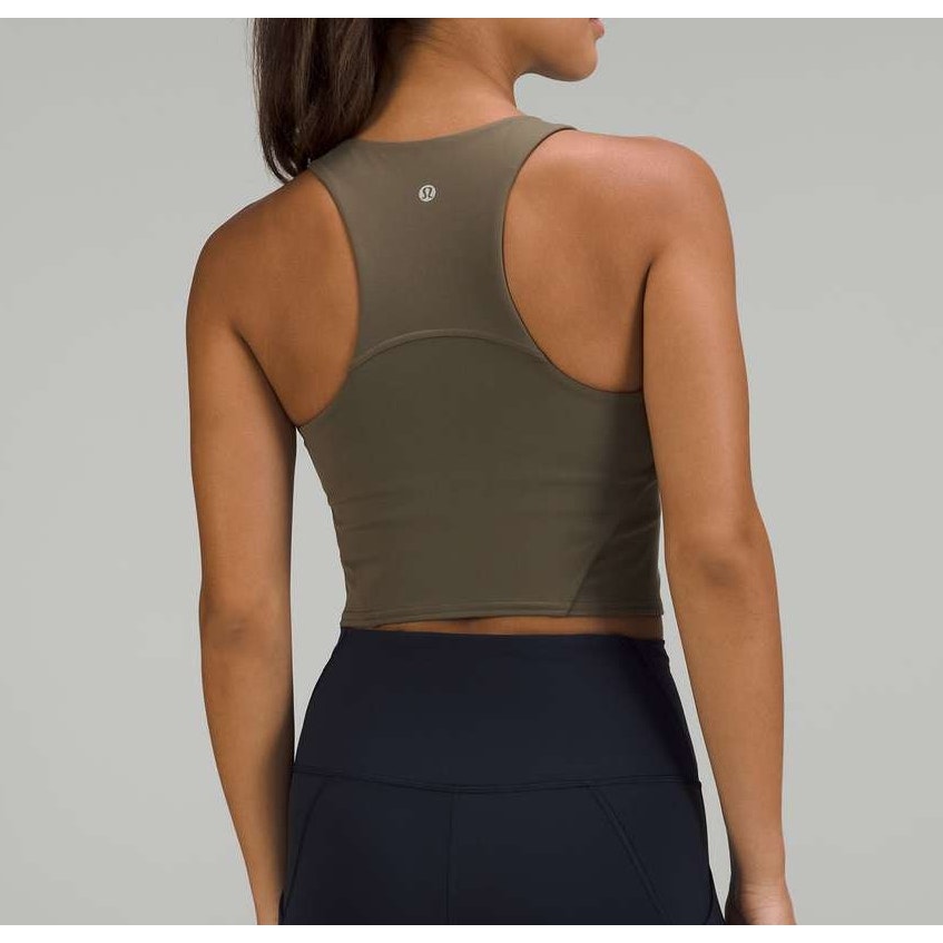 Lululemon Invigorate Training Cropped Tank Top with Built-in Bra Carob Brown 6