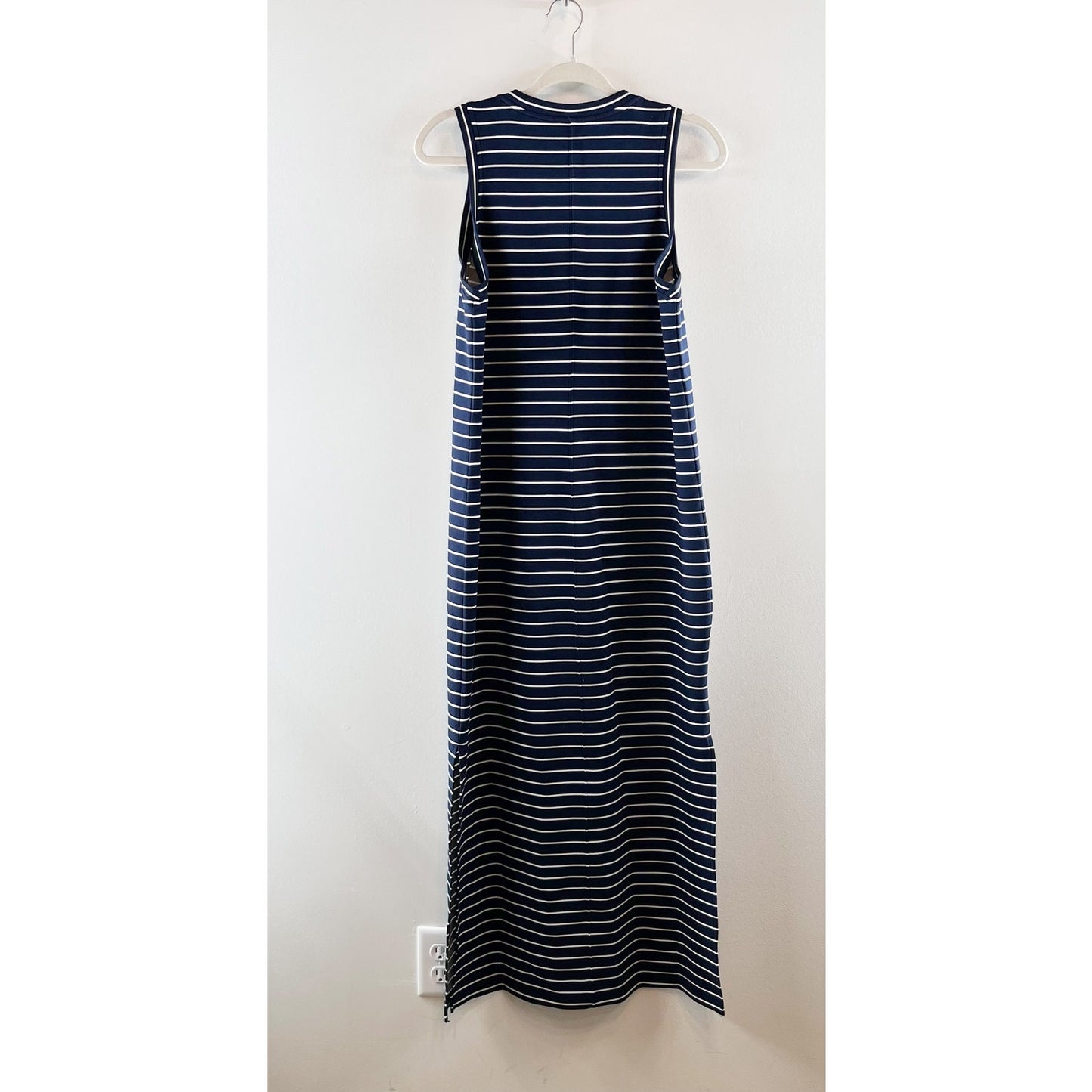 Spanx AirEssentials Striped Sleeveless UPF 50+ Tank Maxi Dress Navy Blue Medium