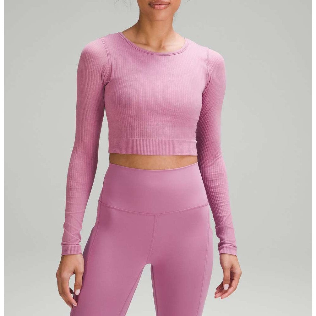Lululemon Ebb to Street Long-Sleeve Cropped Shirt Velvet Dust Pink 10