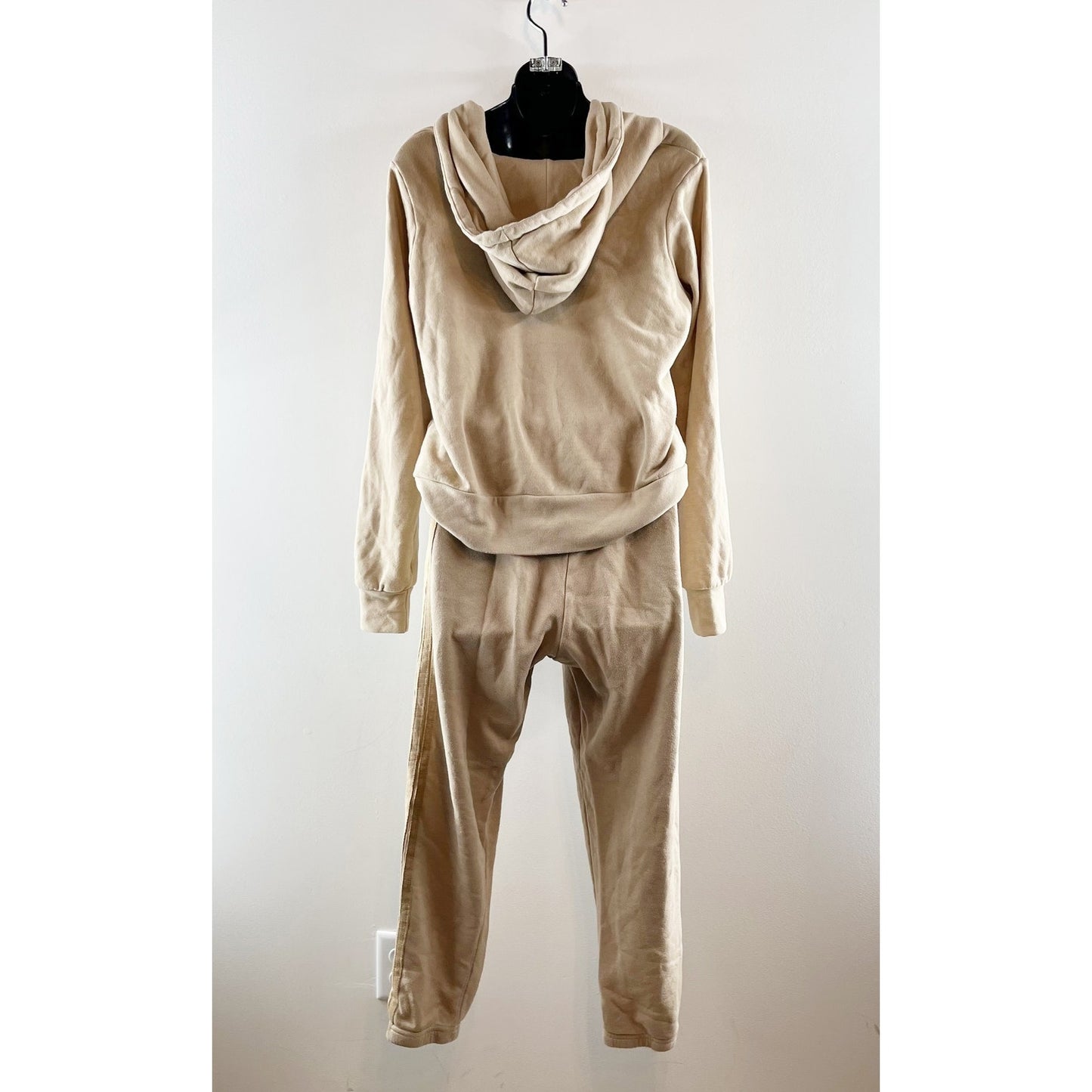 Aviator Nation 5 Stripe Full Zip Hoodie and Matching Sweatpants Set Sand Tan XS