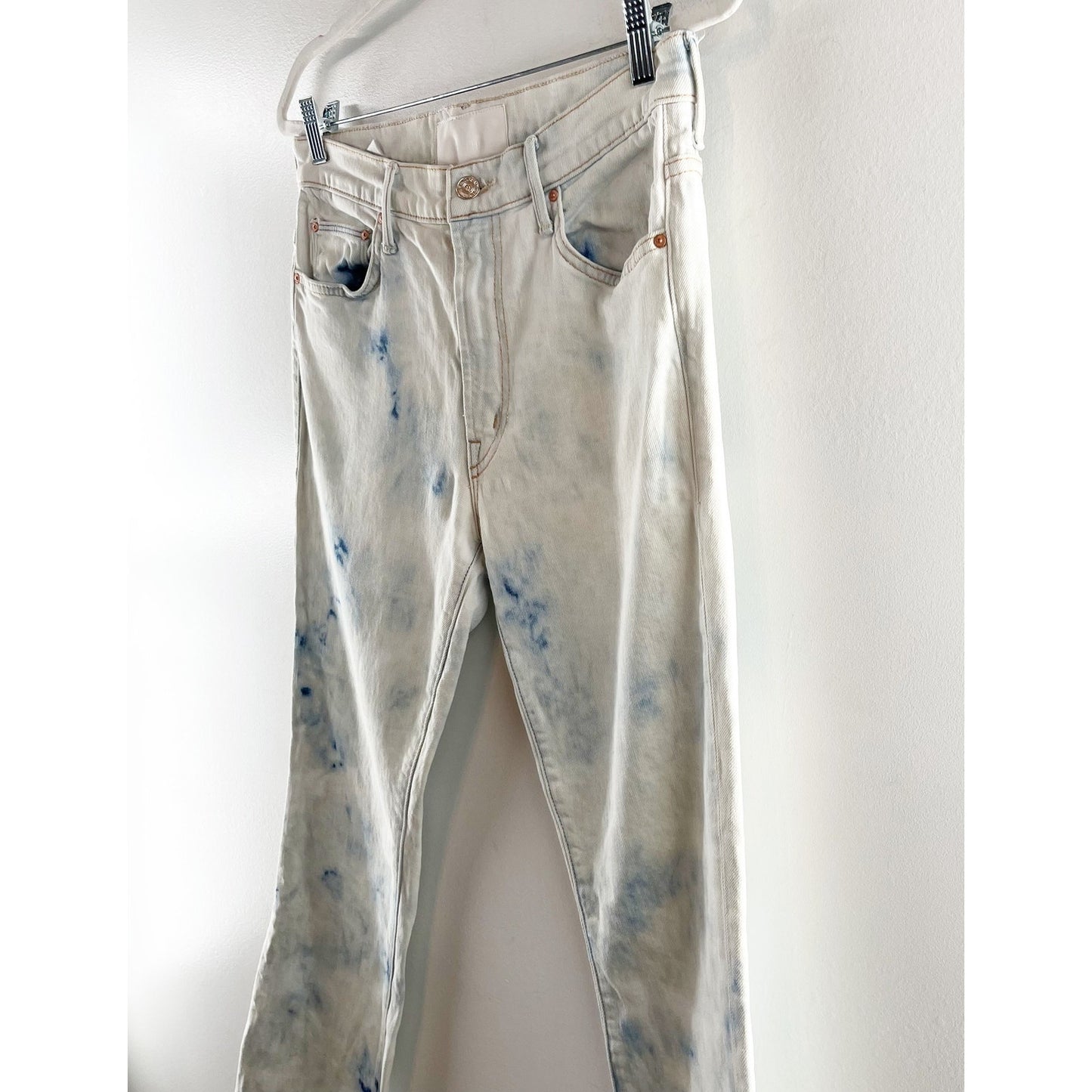 MOTHER The Insider High Waisted Fray Bootcut Crop Ankle Jeans Tizzy Tie Dye 30