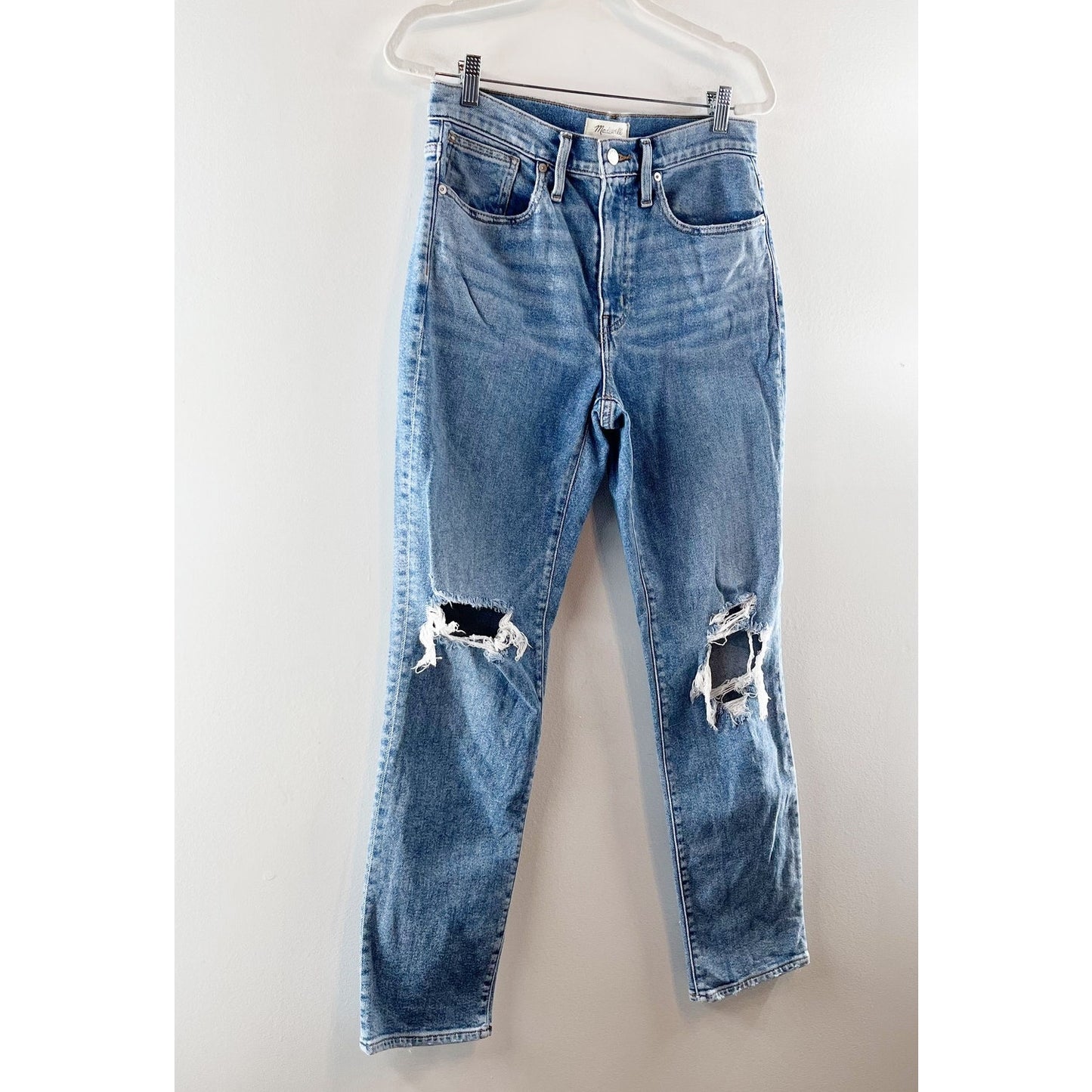 Madewell The Roadtripper High Rise Slim Boyjeans Ripped Edition Blue 26