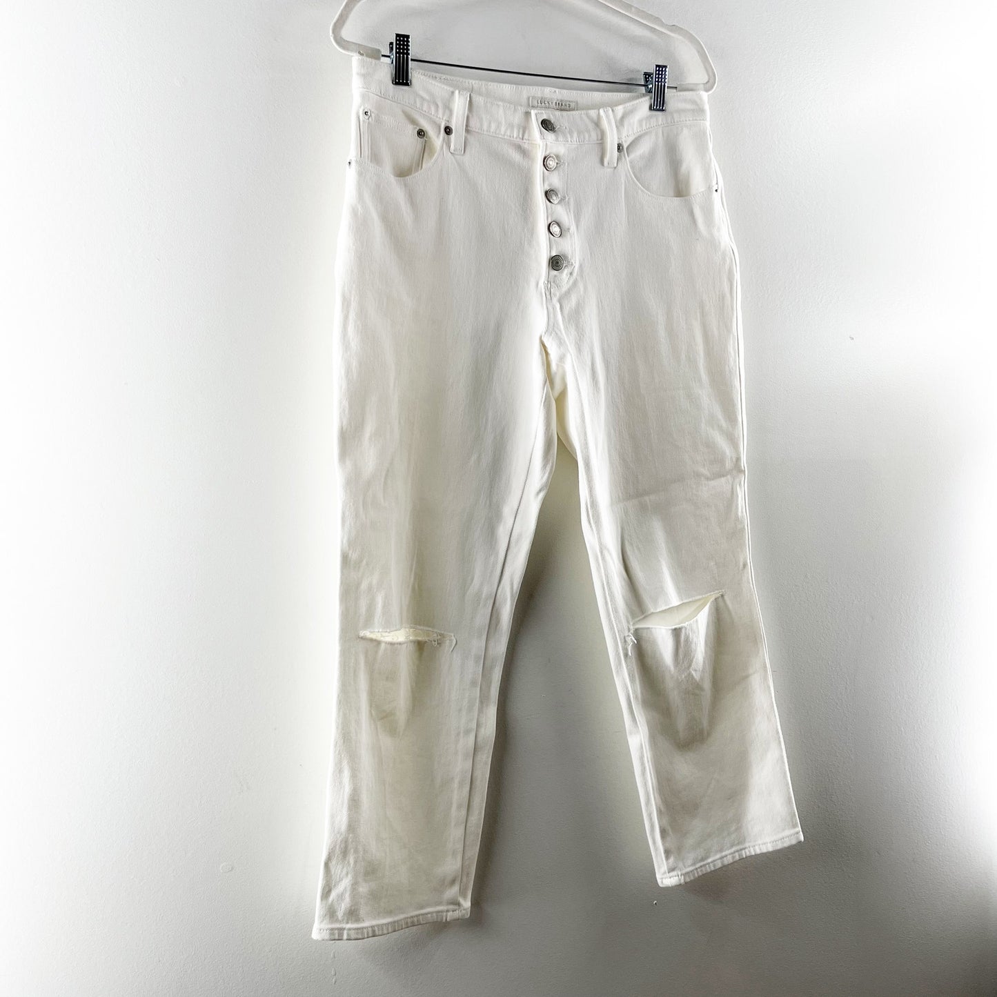 Lucky Brand Mid-Rise Cropped Button-Fly Authentic Straight Jeans White 10 / 30