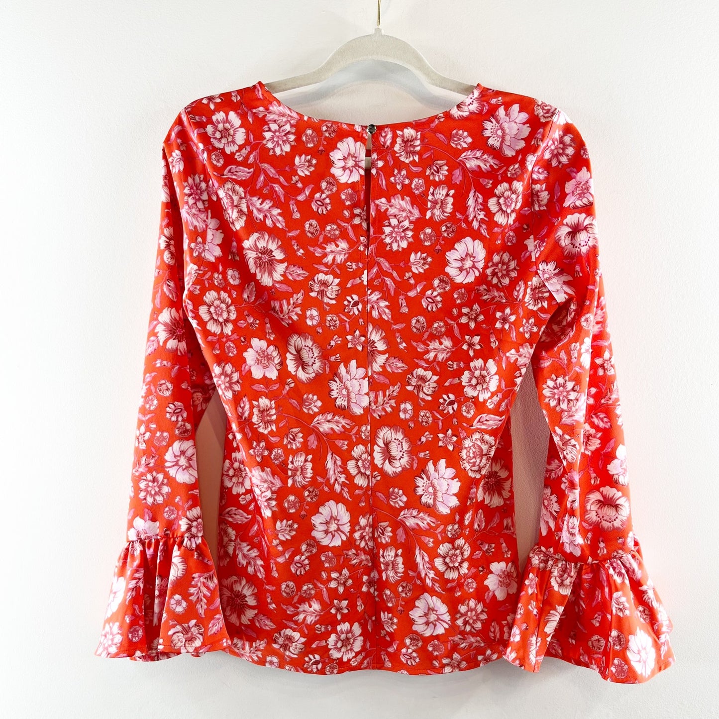 J. Crew Winter Garden Floral Blouse Top in Poppy Fields Orange Small