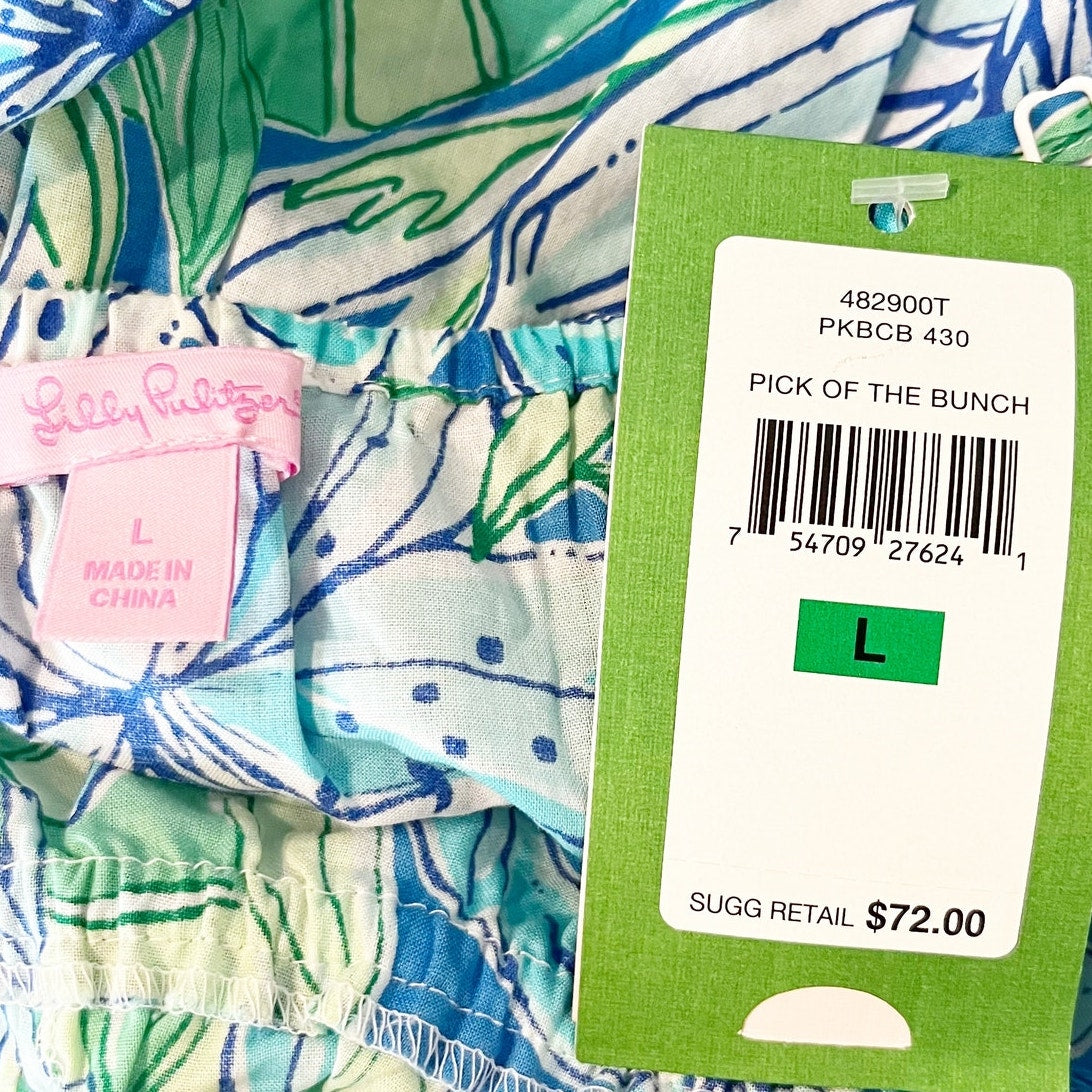 Lilly Pulitzer Tie Front Mini Slip Dress Pick of The Bunch Blue Large