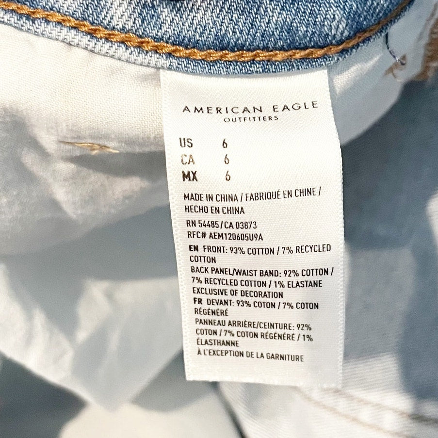 American Eagle High Rise Distressed Cutoff Mom Shorts Blue 6