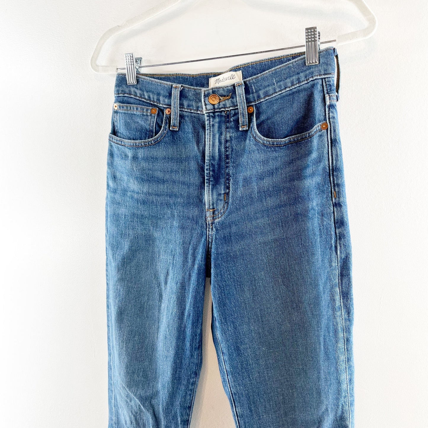 Madewell High Rise Raw Hem Perfect Vintage Jeans Blue 25