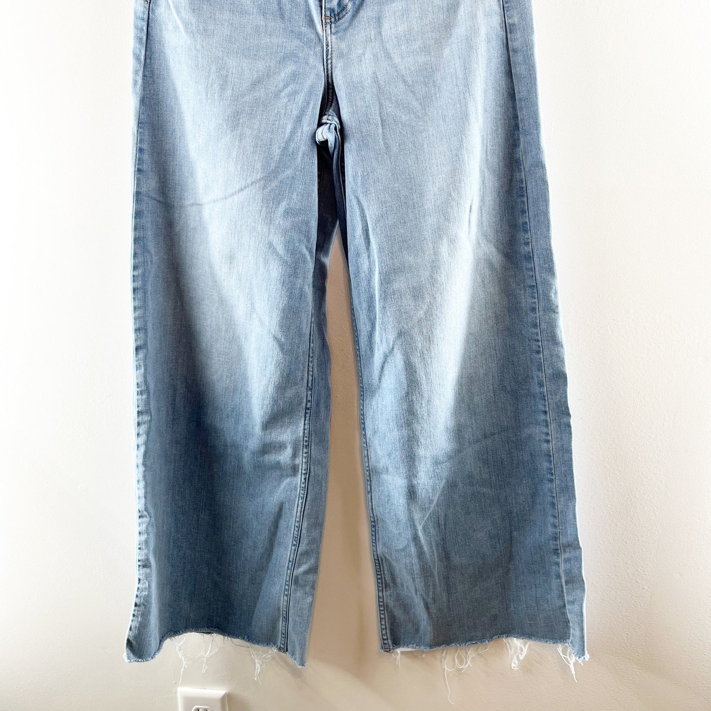 Rag & Bone Serena High Rise Denim Fray Hem Wide Leg Jeans Blue 28