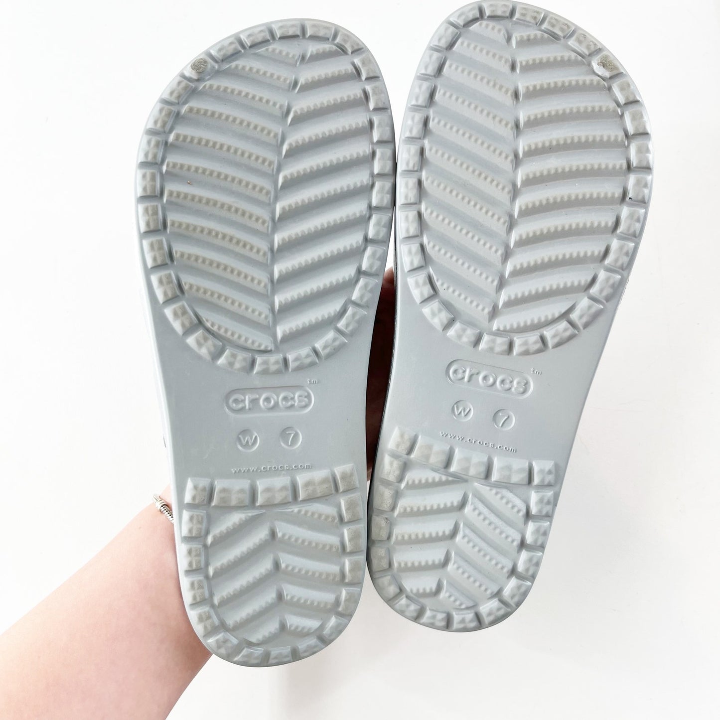 Crocs Slide Comfort Sandals Gray Silver 7