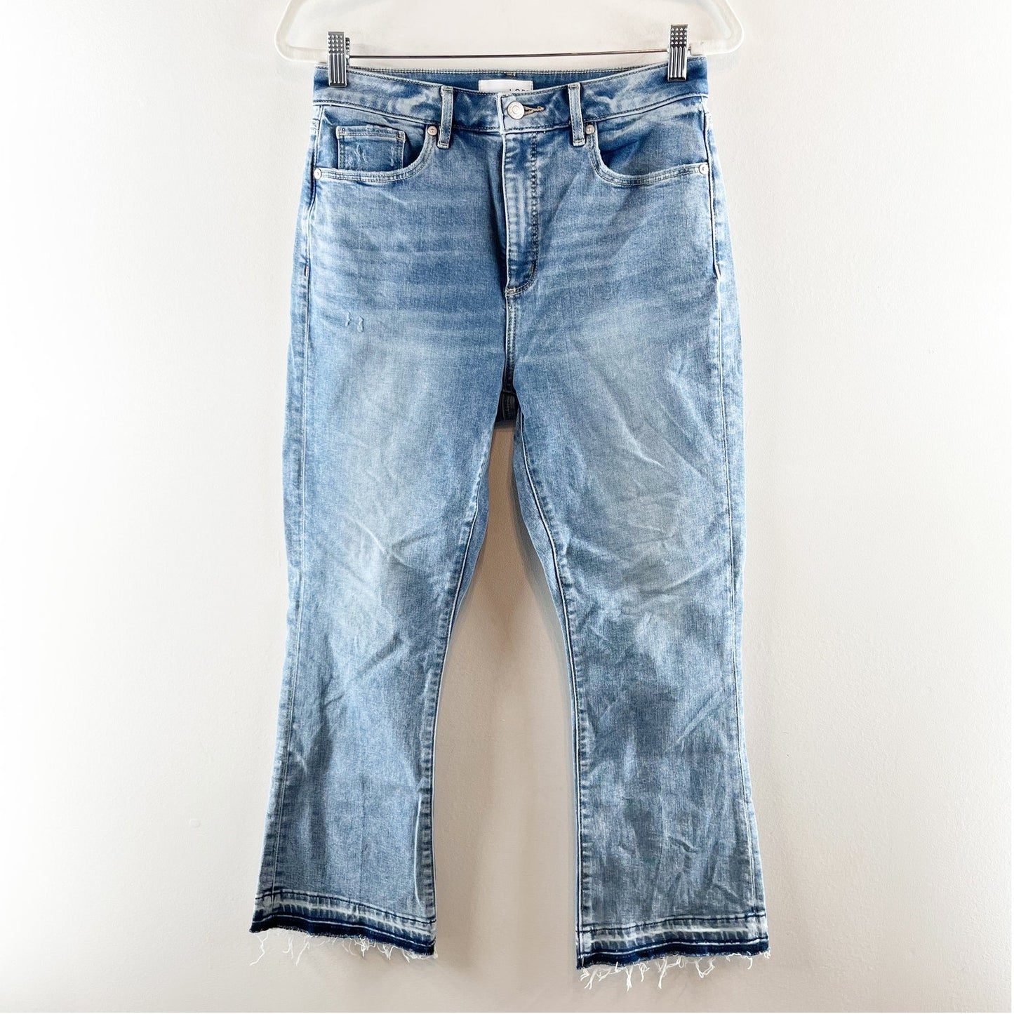 LOFT High Rise Curvy Kick Crop Raw Hem Jeans Blue 2 / 26