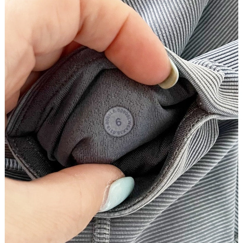 Lululemon Wunder Under Crop Leggings 23" Ribbed Snow Washed Luna Blue Gray 6