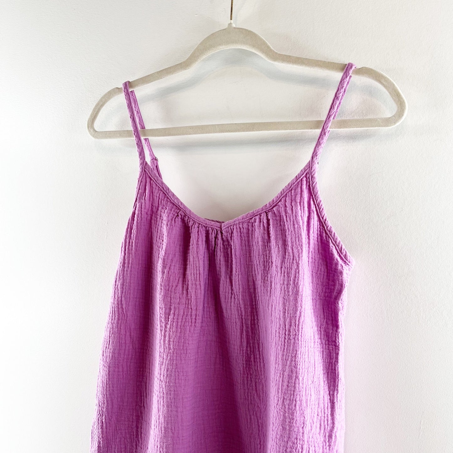 Unchartered Threads Gauze Crinkle Ruffle Hem Mini Dress Purple Small