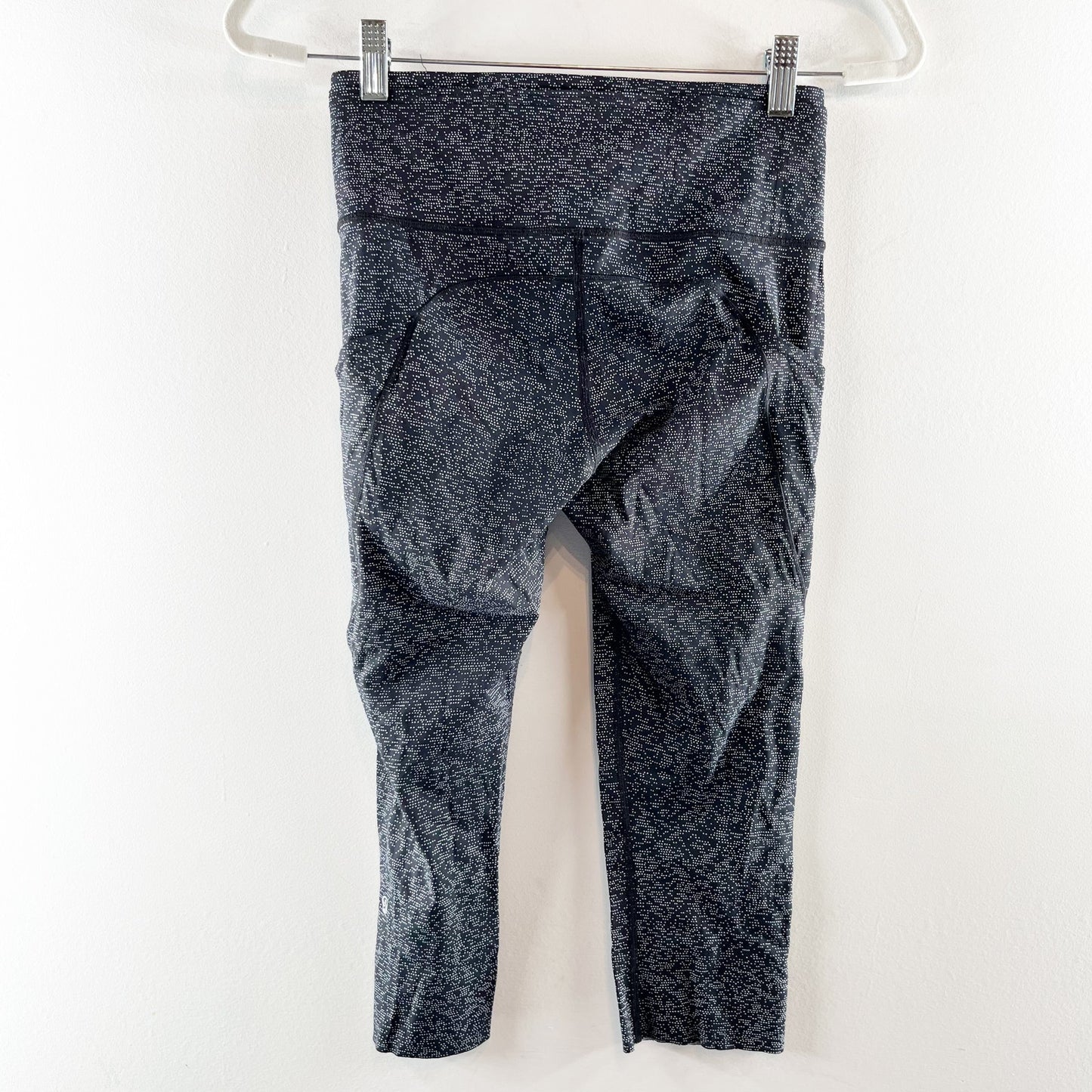Lululemon Fast & Free Crop II Nulux 19" Leggings Soundwave Alpine White Black 6