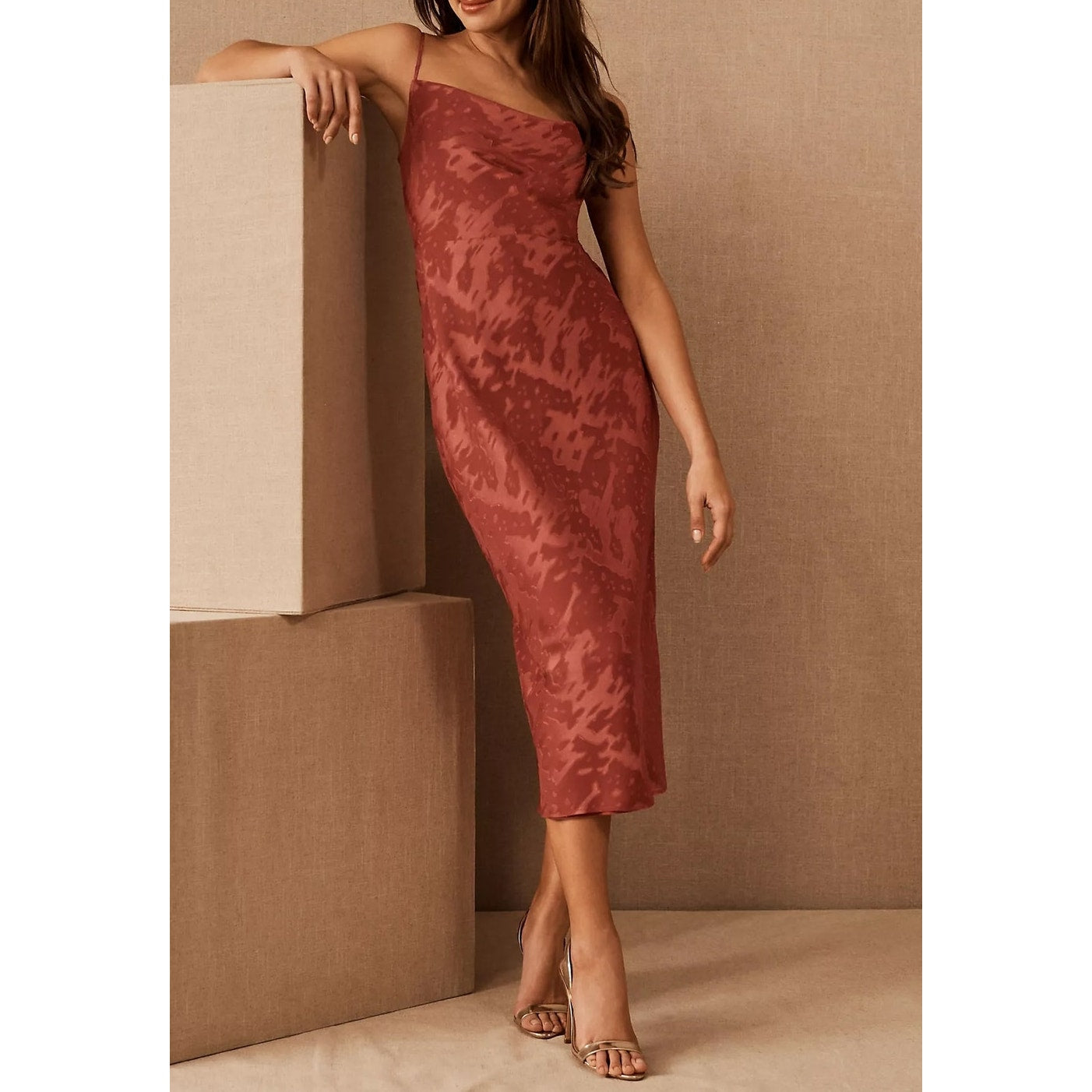 Hutch Anthropologie Kinsey Midi Slip Dress Maroon Wine Red 8