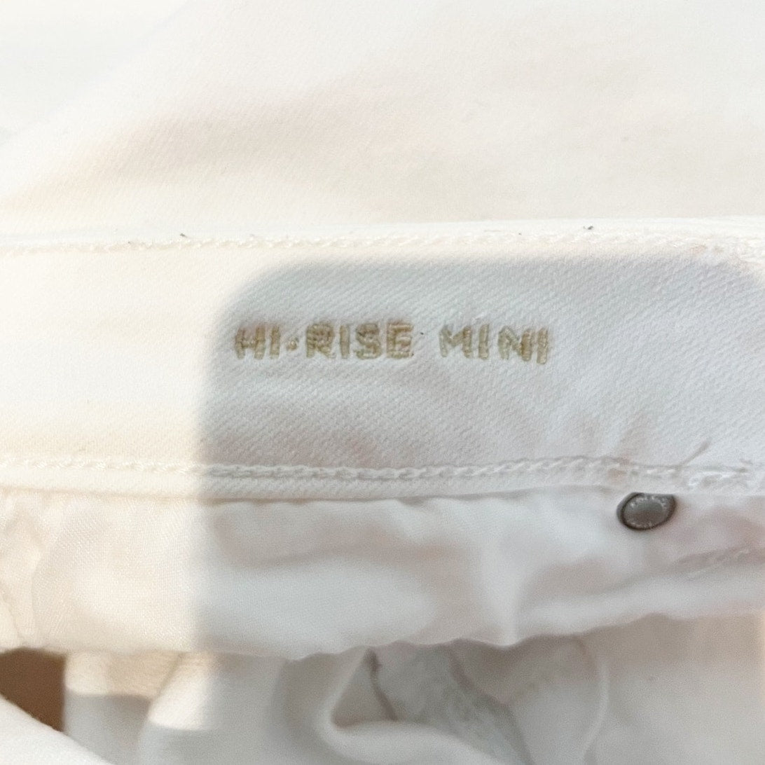American Eagle High Rise Raw Frayed Hem Mini Jean Skirt White 8