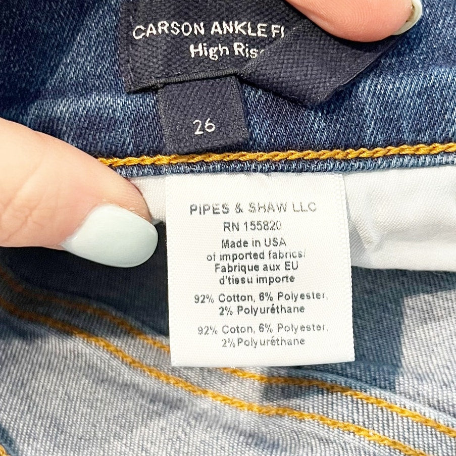 Veronica Beard Carson High Rise Denim Ankle Flare Jeans Bright Blue 26