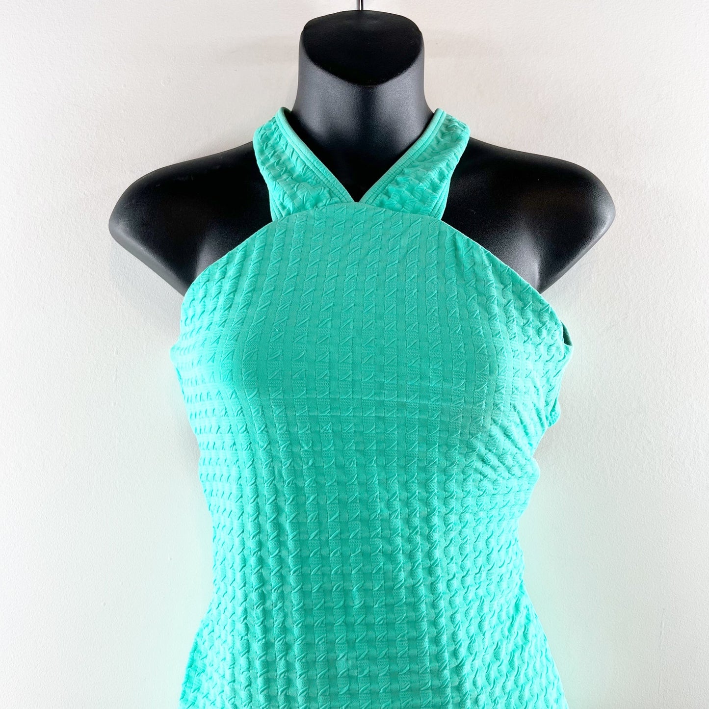 Shoshanna Solid Texture High Neck One Piece Swimsuit Mint Green 6