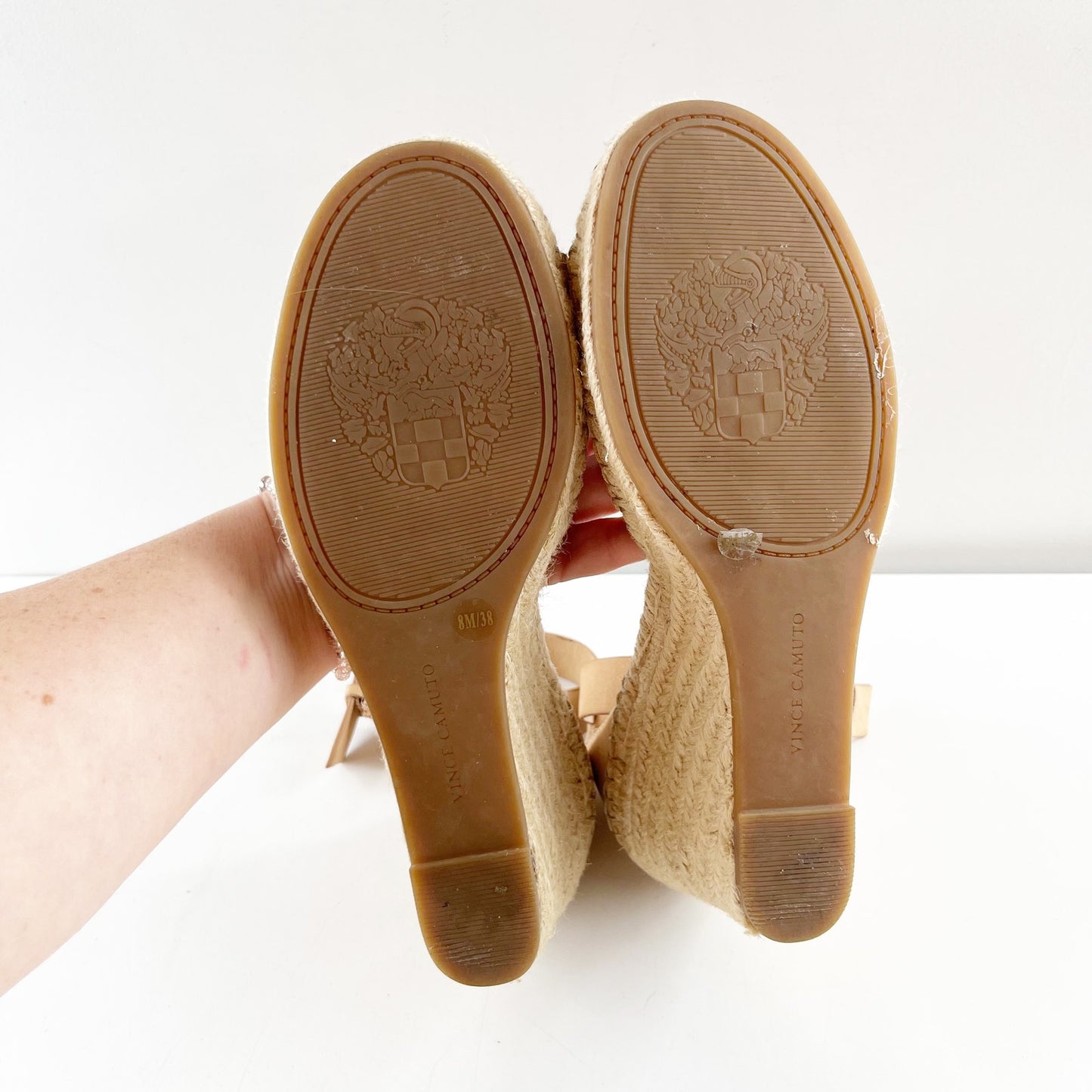 Vince Camuto Torian Ankle Strap Espadrille Wedge Sandals Beige 8