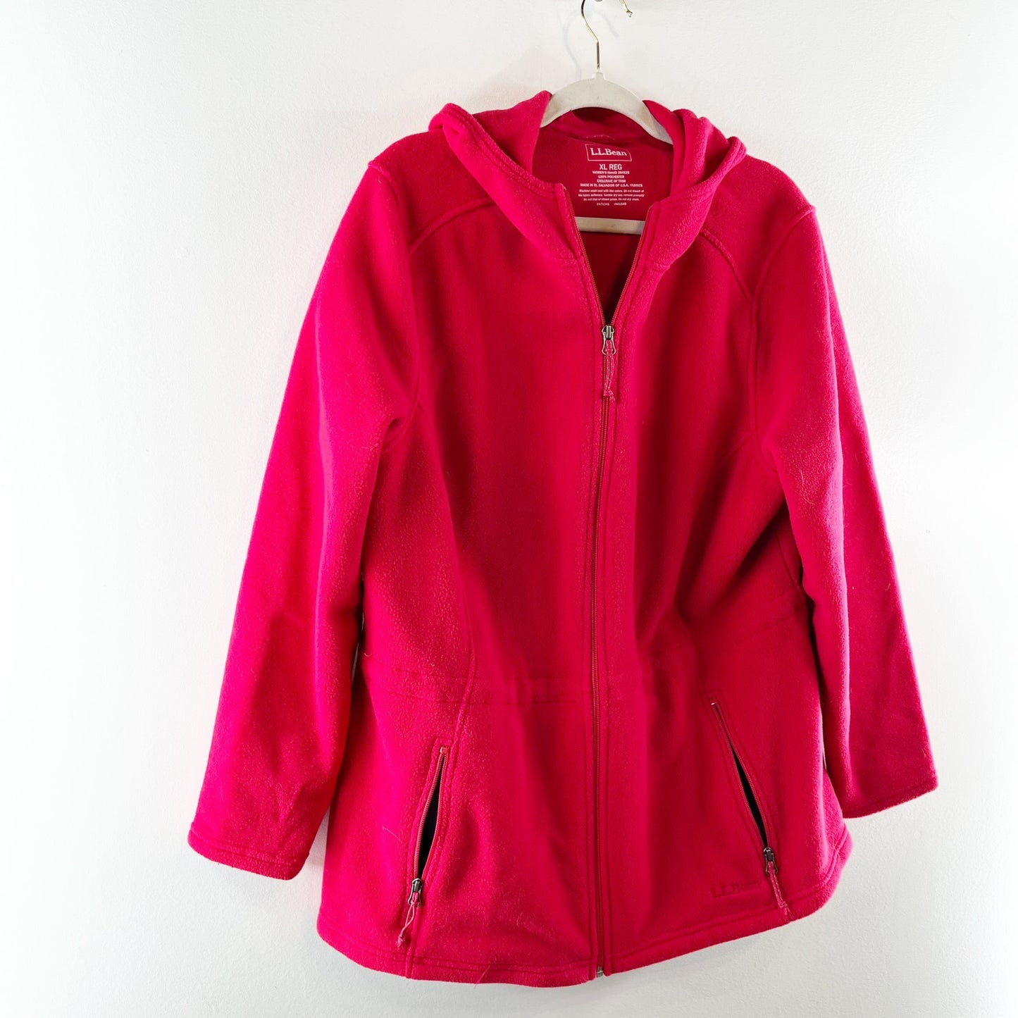 L.L. Bean Polartec Long Sleeve Hooded Fleece Full Zip Jacket Red XL