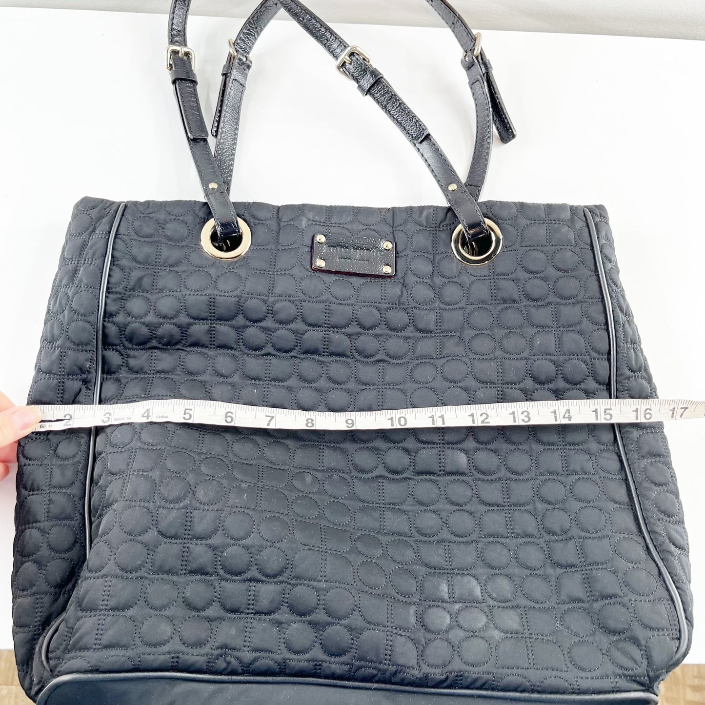 Kate Spade Quilted Leather Handle Tote Bag Purse Black