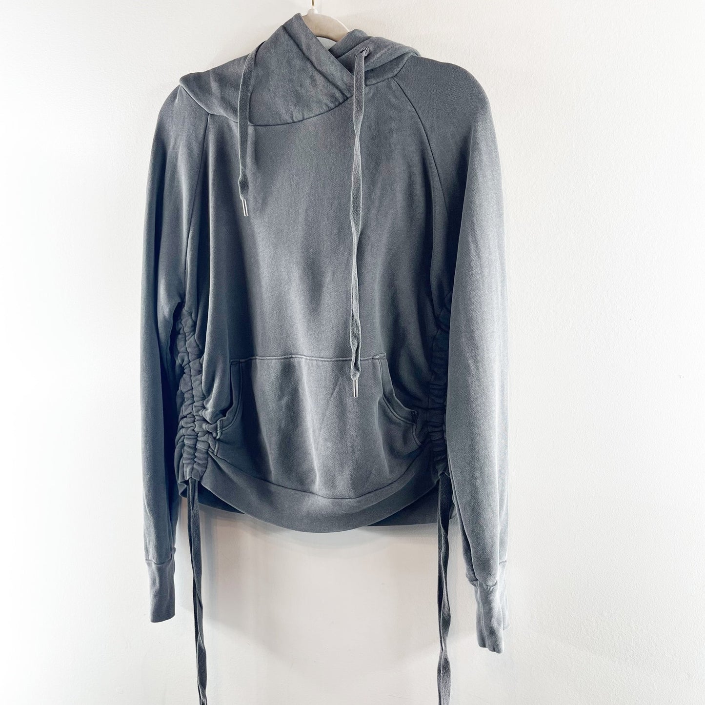 NSF Clarah 100% Cotton Cinch Side Long Sleeve Kangaroo Pocket Hoodie Gray M