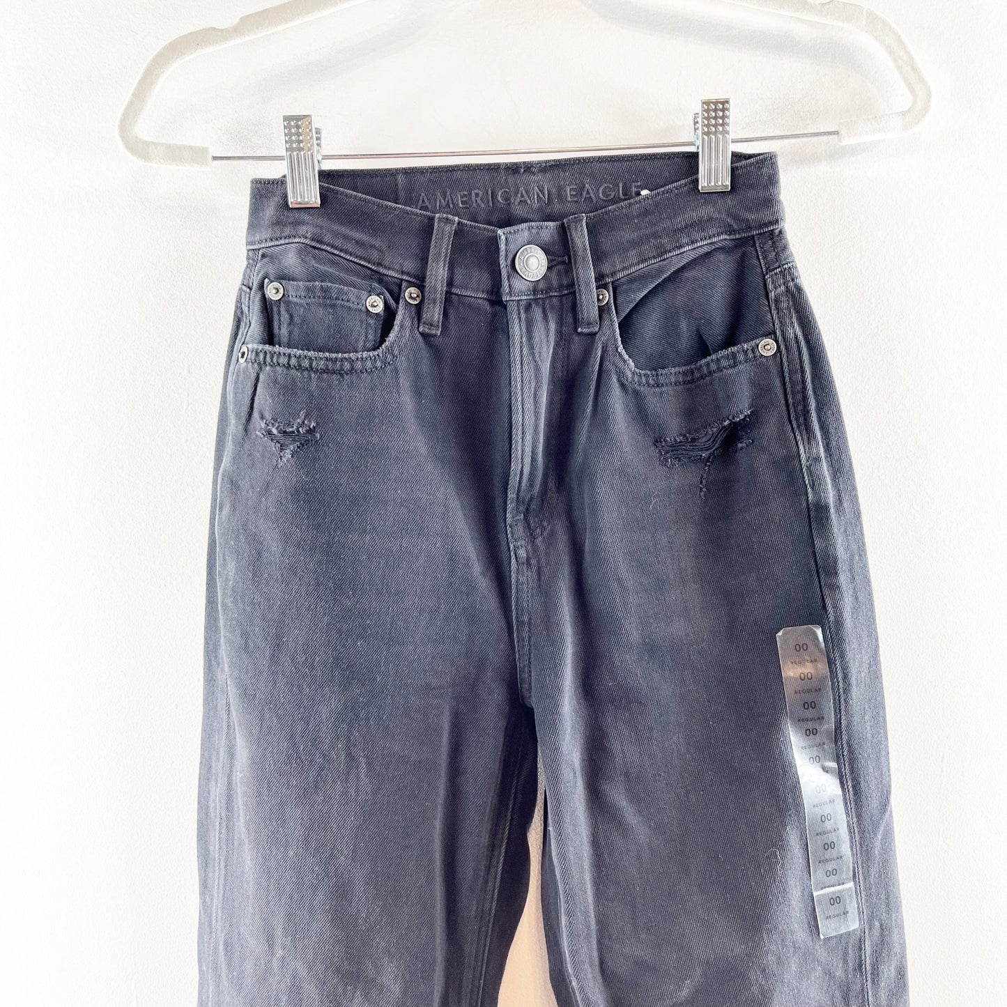 American Eagle Highest Rise 90's Boyfriend Straight Leg Jeans Black 00