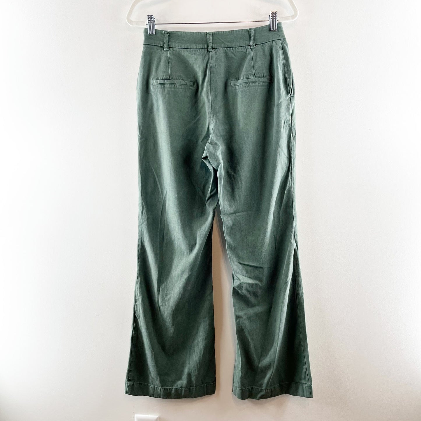 Summersalt Mid Rise Wide Leg Chino Trouser Pants Green 6