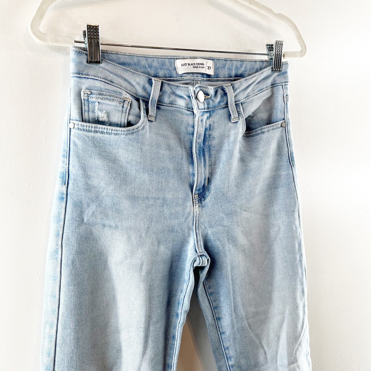 Just Black Denim The Arrow Light Wash High Waisted Straight Jeans Blue 27
