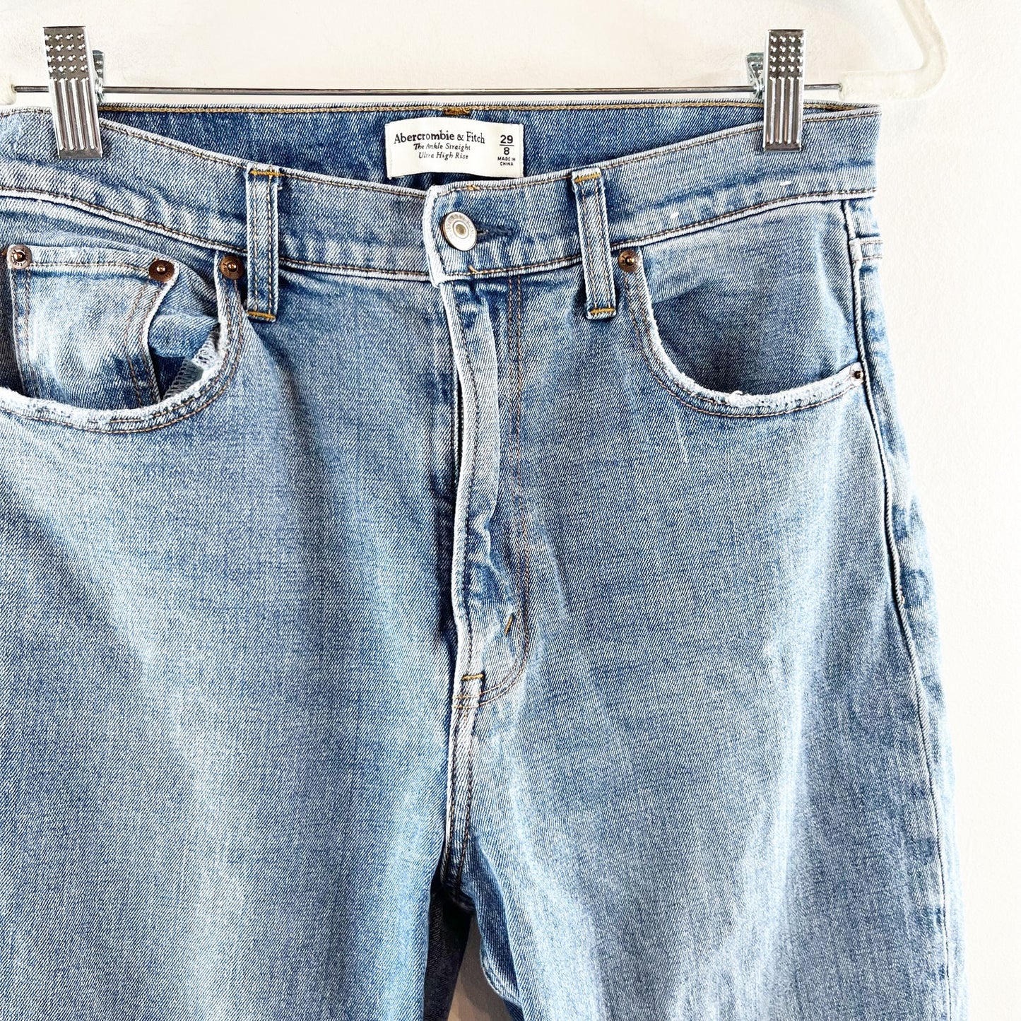 Abercrombie & Fitch The Ankle Straight Ultra High Rise Jeans Blue 8