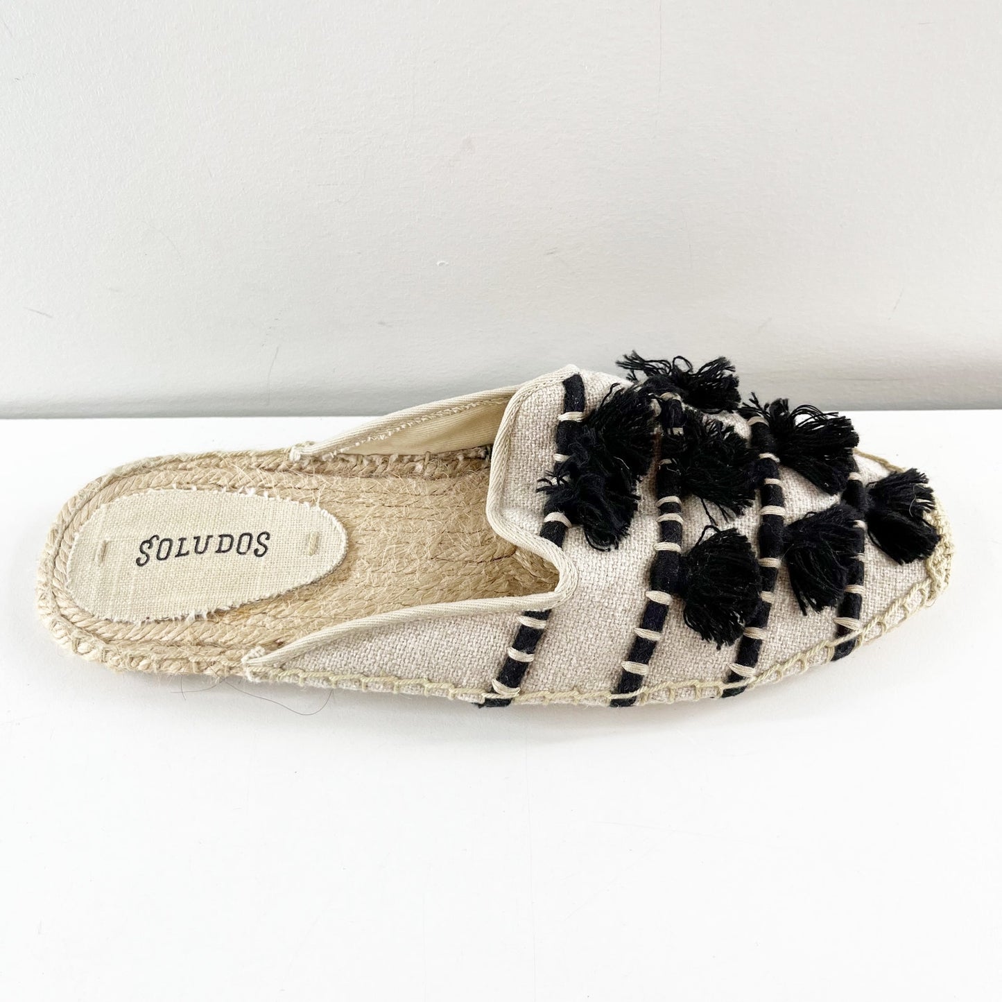 Soludos Tassel Canvas Mule Slide Espadrilles Tan Cream 8
