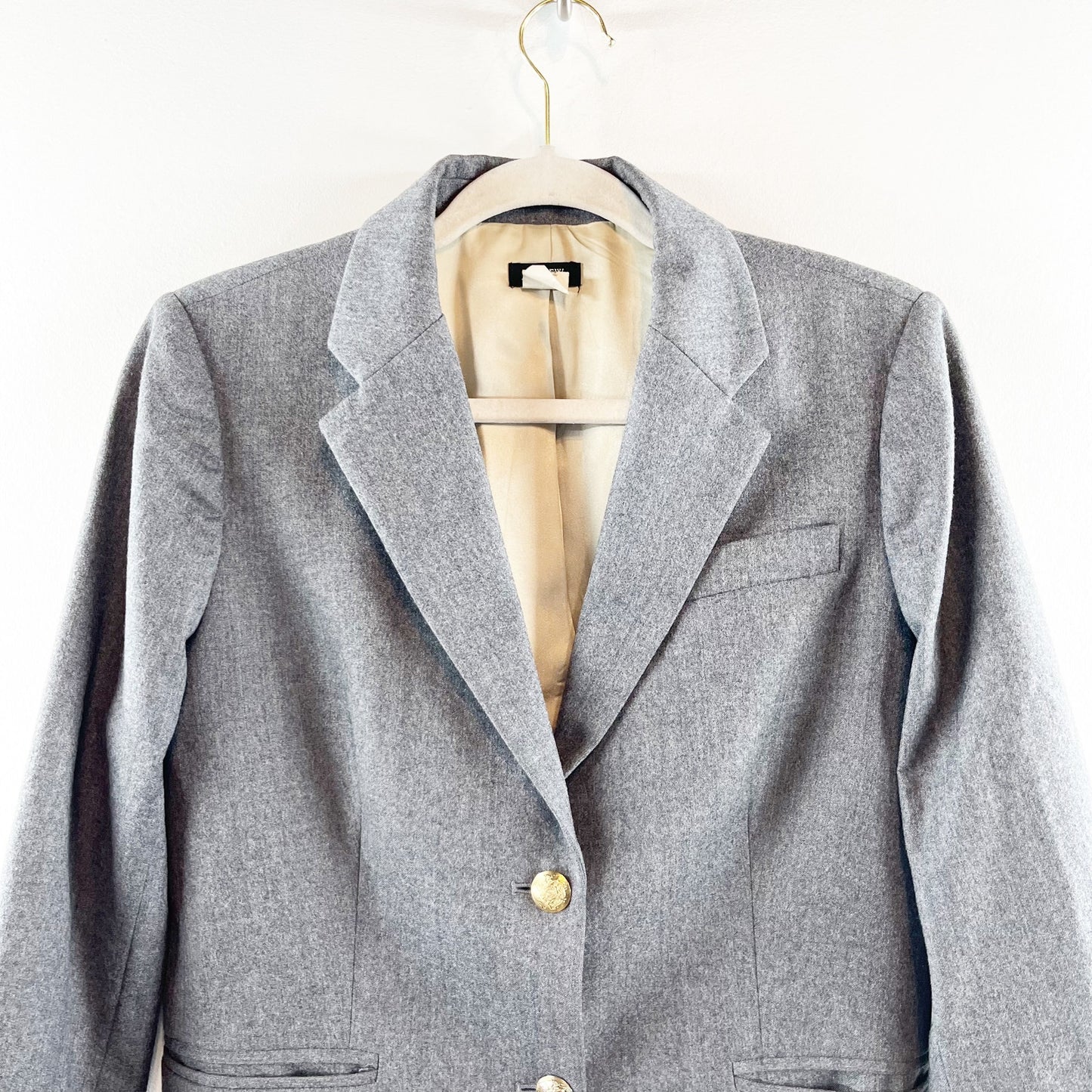 J. Crew Wool Schoolboy Double Button Blazer Jacket Gold Buttons Gray 8