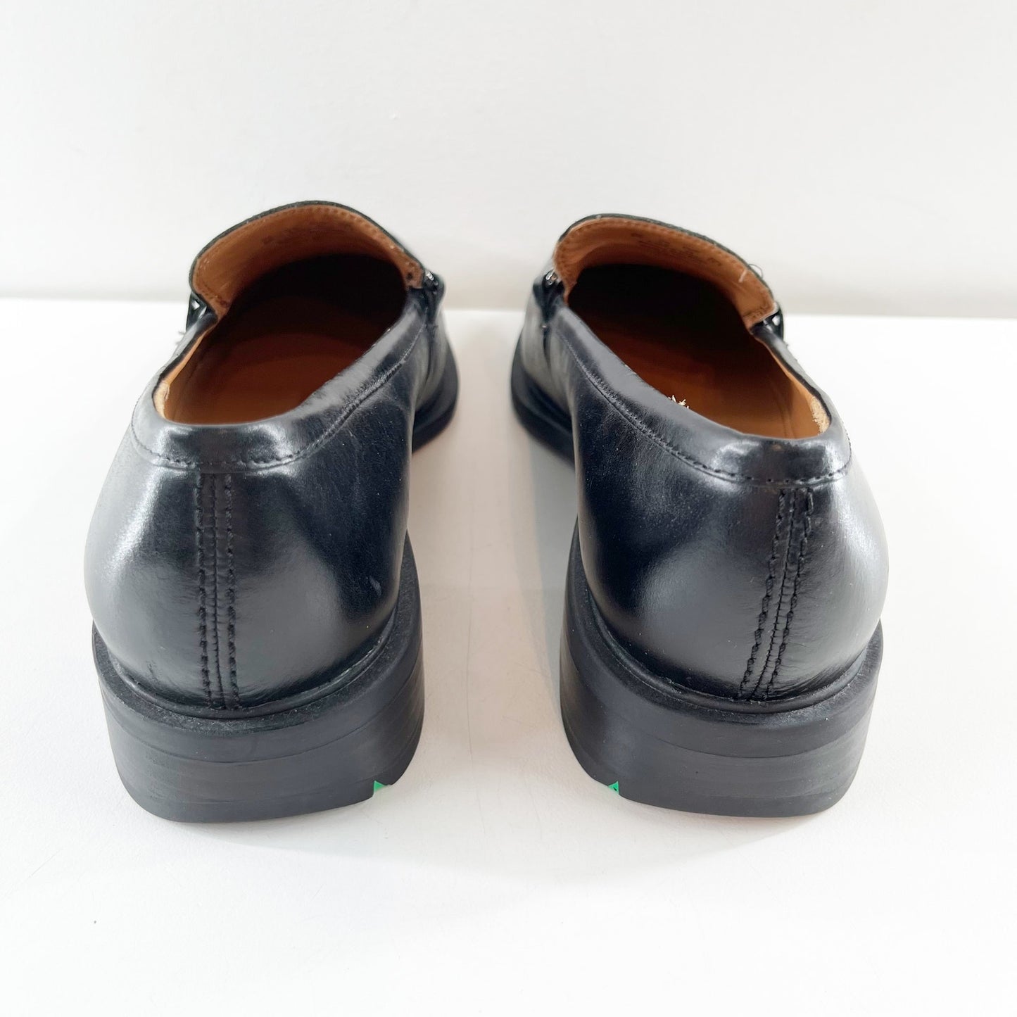 Franco Sarto Eda Leather Classic Slip-On Loafers with Metal Strap Detail Black 9
