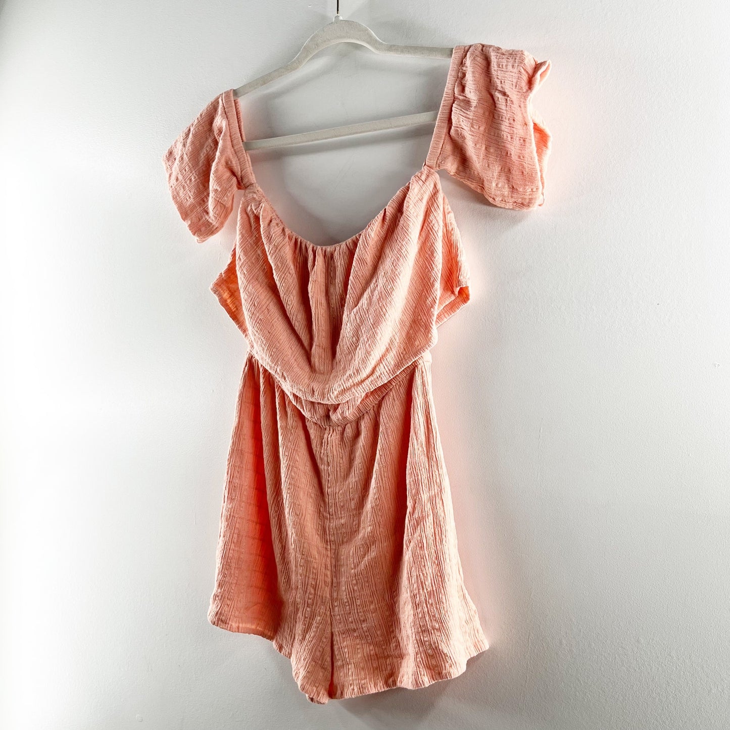 Roxy Off The Shoulder One Piece Romper Peach Orange Small
