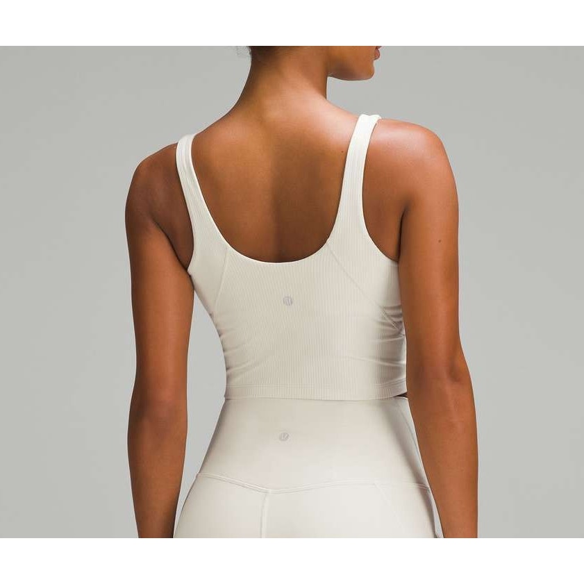 Lululemon Align Ribbed Henley Cropped Tank Top Bone Cream White 10