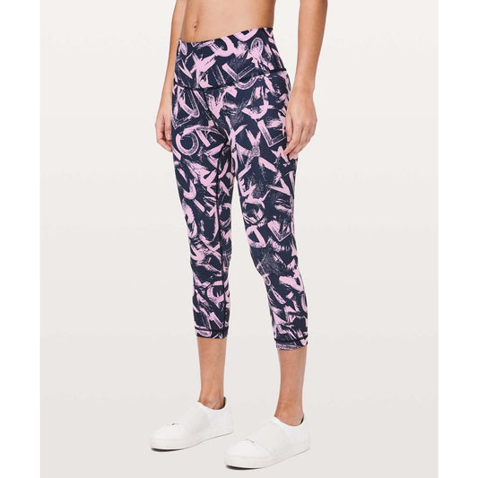 Lululemon Wunder Under Crop Luxtreme 21" Graffiti Pop Antoinette True Navy 6