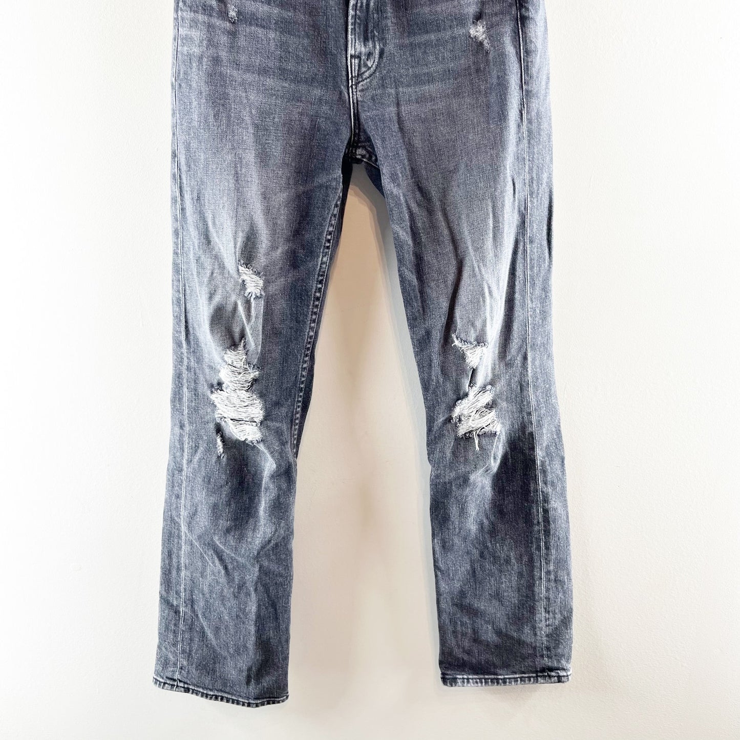 Mother High Waisted Rider Ankle Distressed Jeans After Midnight With Molly Black