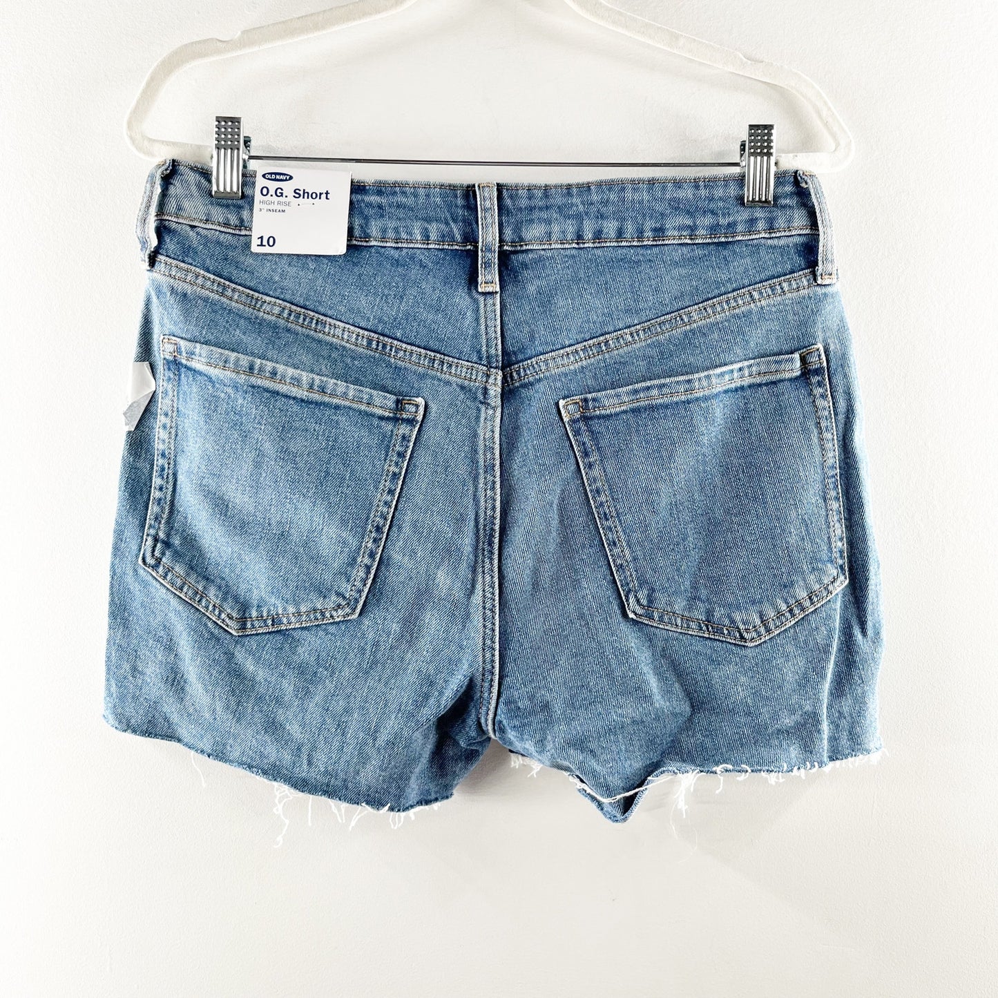 Old Navy High-Rise Distressed O.G. Straight Ripped Cut-Off Jean Shorts Dahlia 10