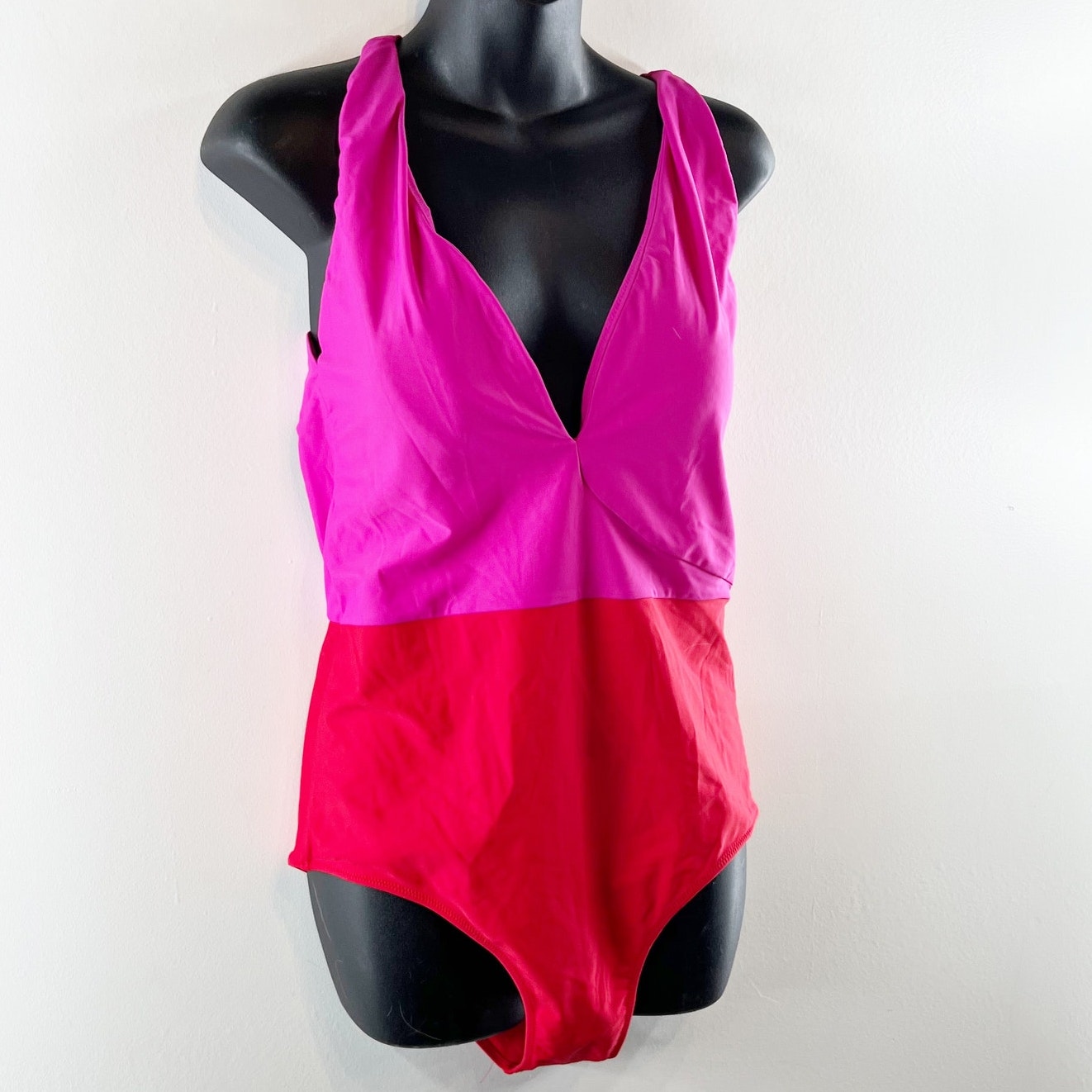 Summersalt The Deep Dive Colorblock One Piece Swimsuit Lava Hibiscus Pink 12