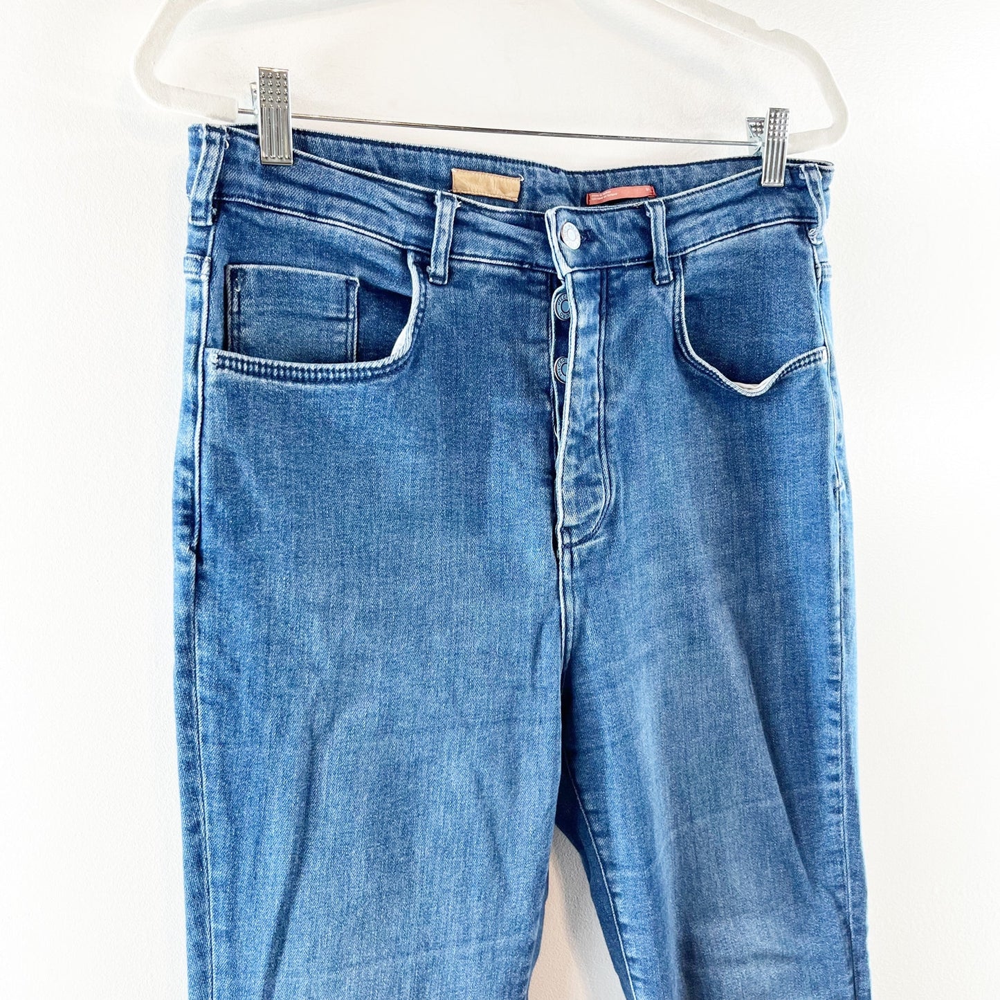 Pilcro Anthropologie High Rise Icon Bootcut Button Fly Jeans Stretch Blue 31