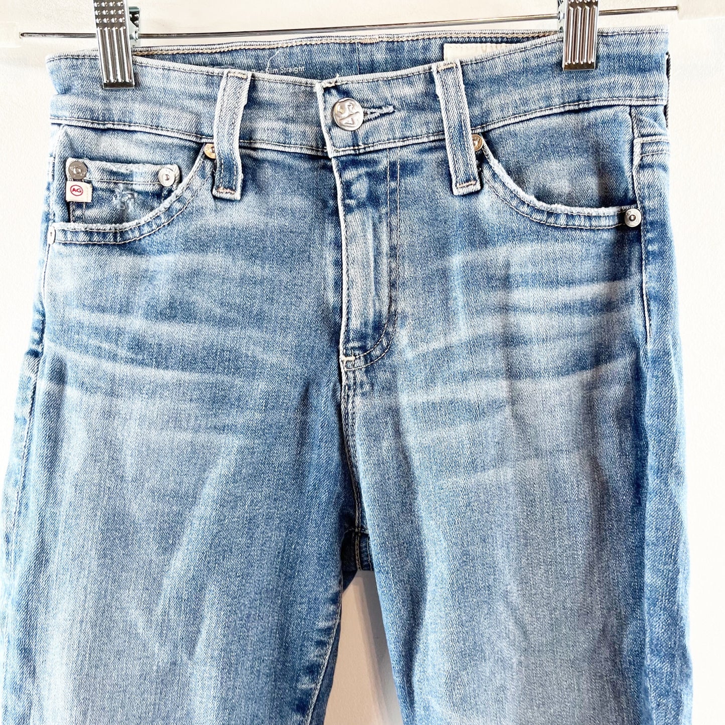 AG Adriano Goldschmied Mari Crop High Rise Slim Straight Leg Jeans Blue 25